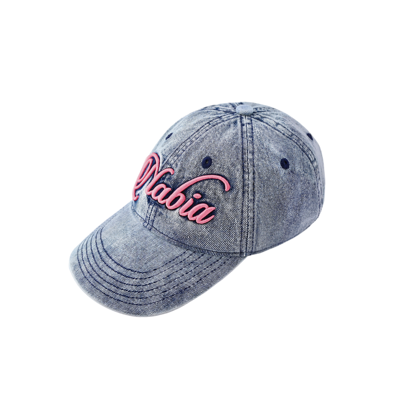 粉色刺繡水洗丹寧帽