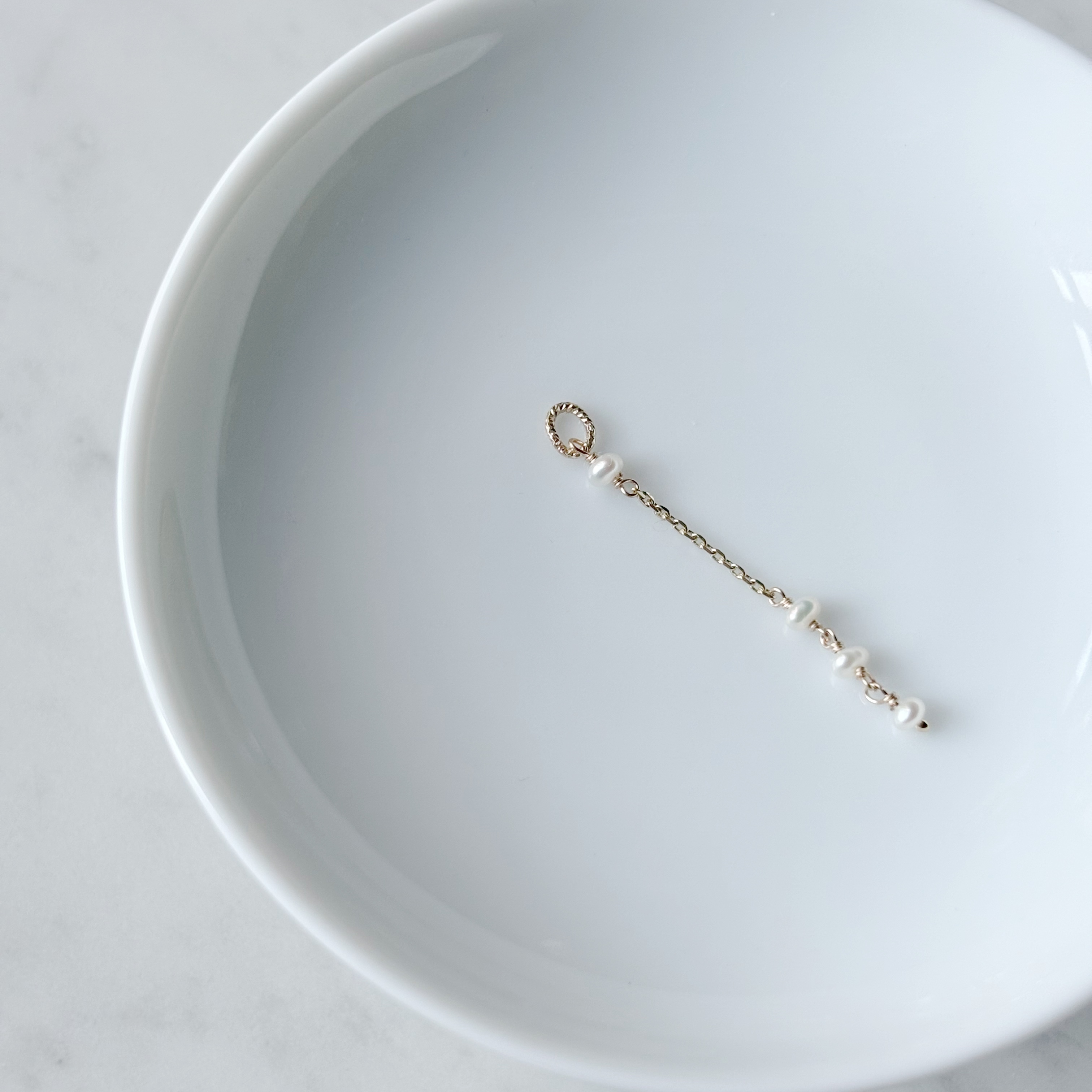 14K手工珍珠耳鏈墜