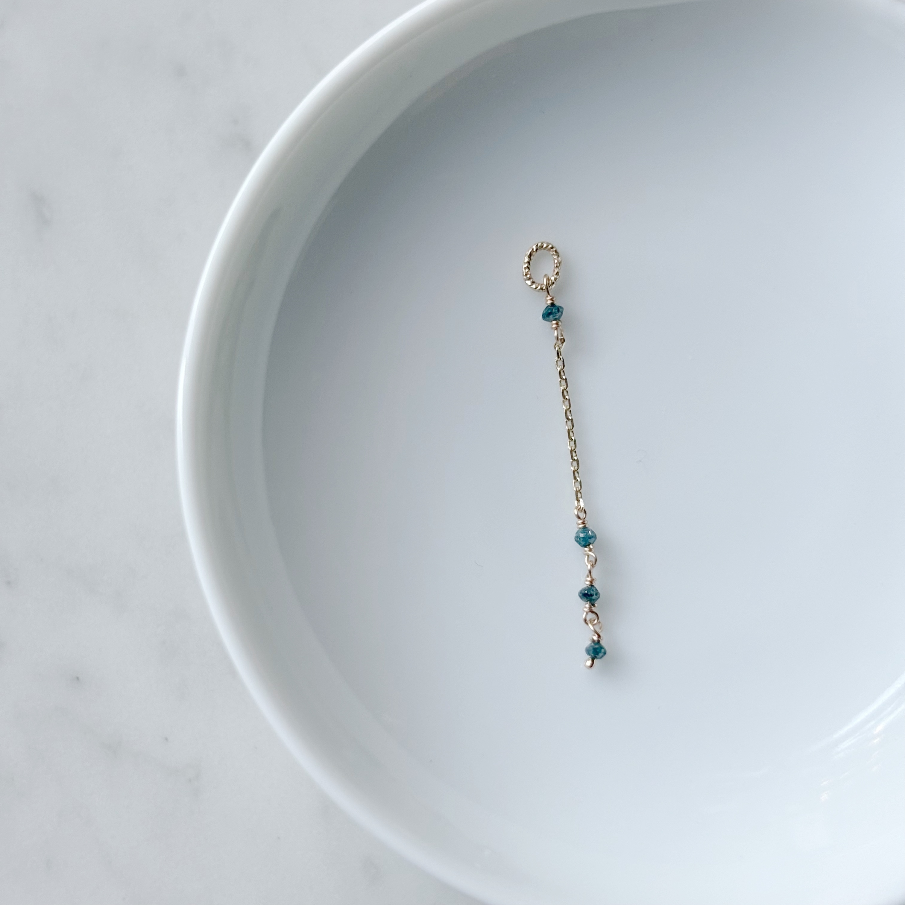 14K手工藍鑽原礦耳鏈墜