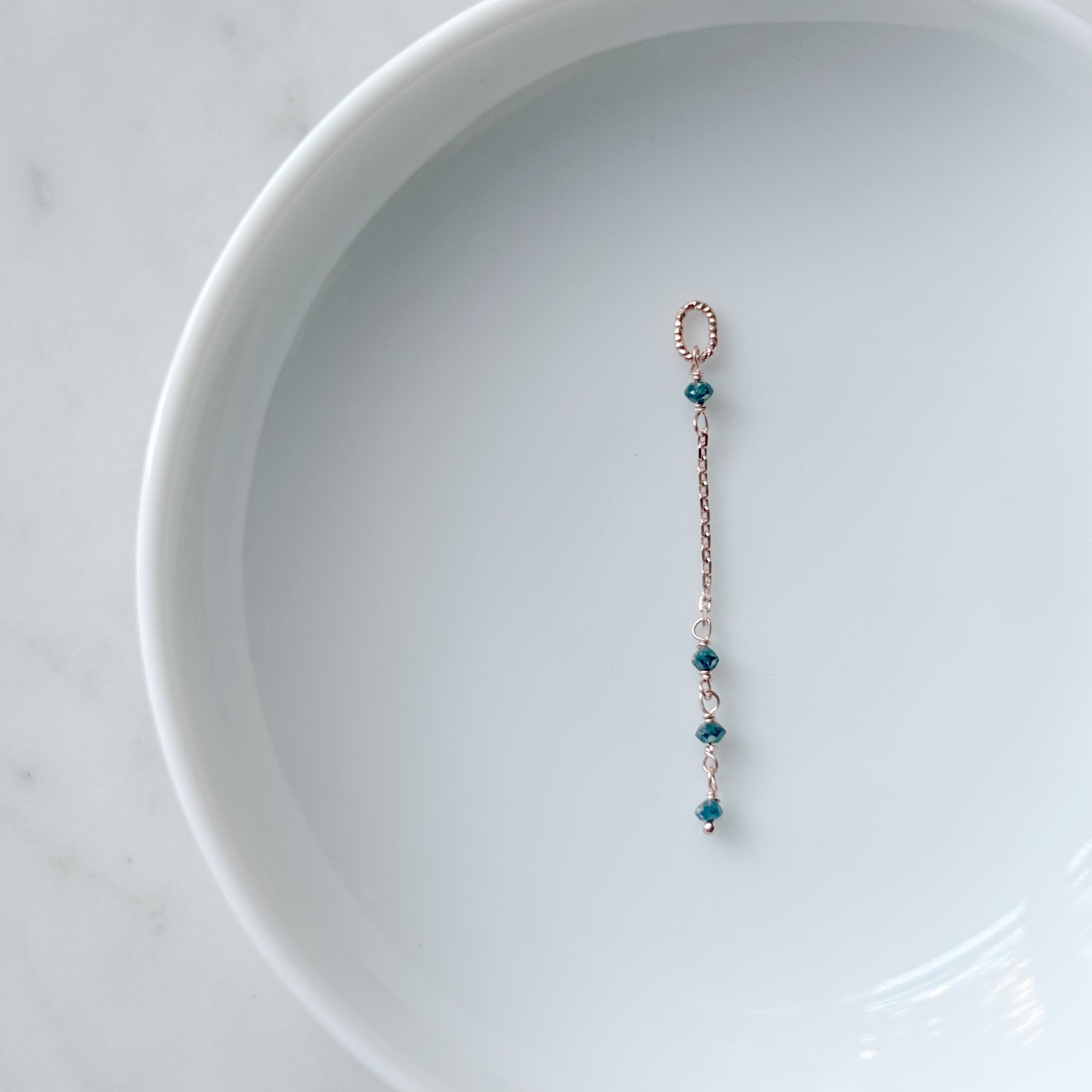 14K手工藍鑽原礦耳鏈墜