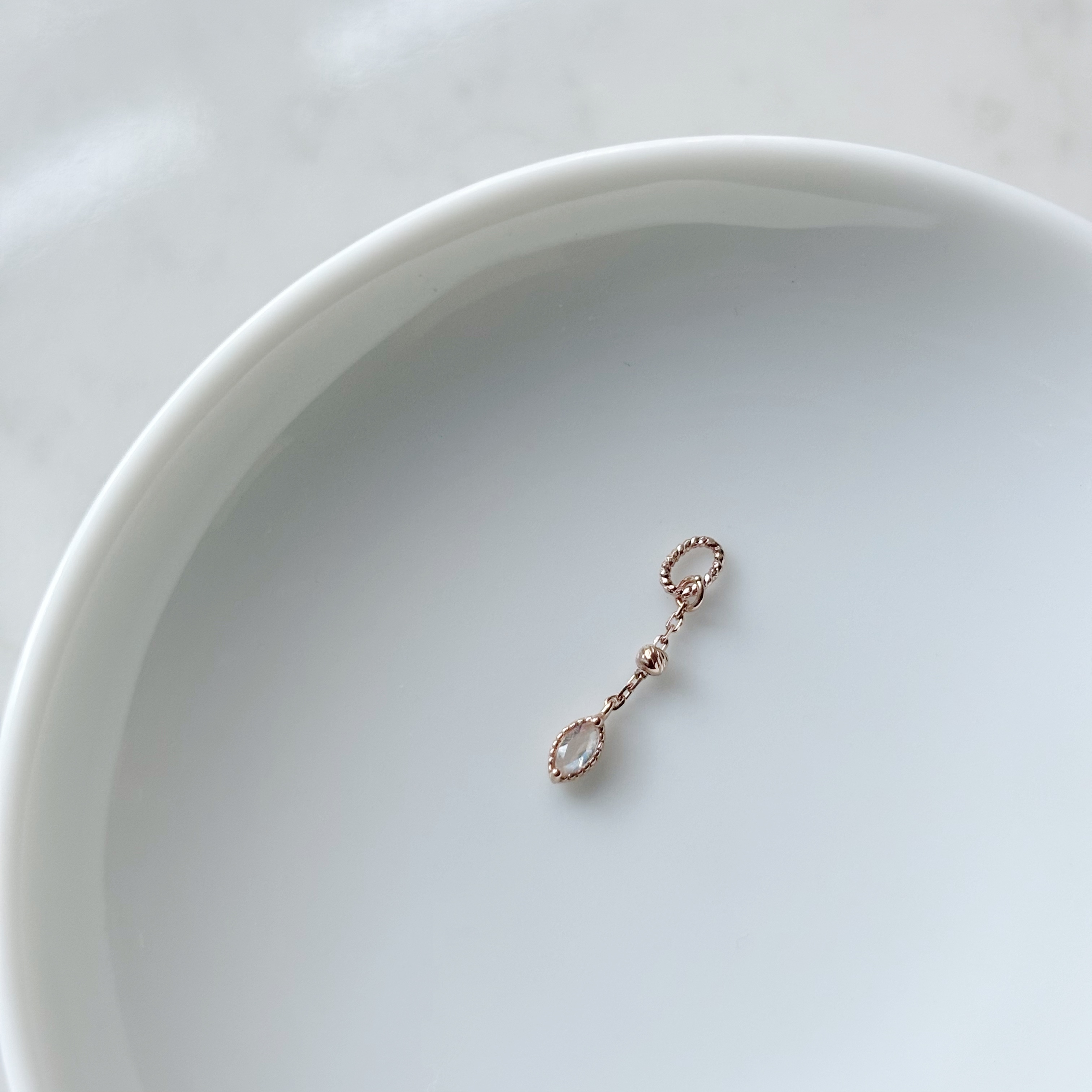 14K小金球眼形月光石耳墜