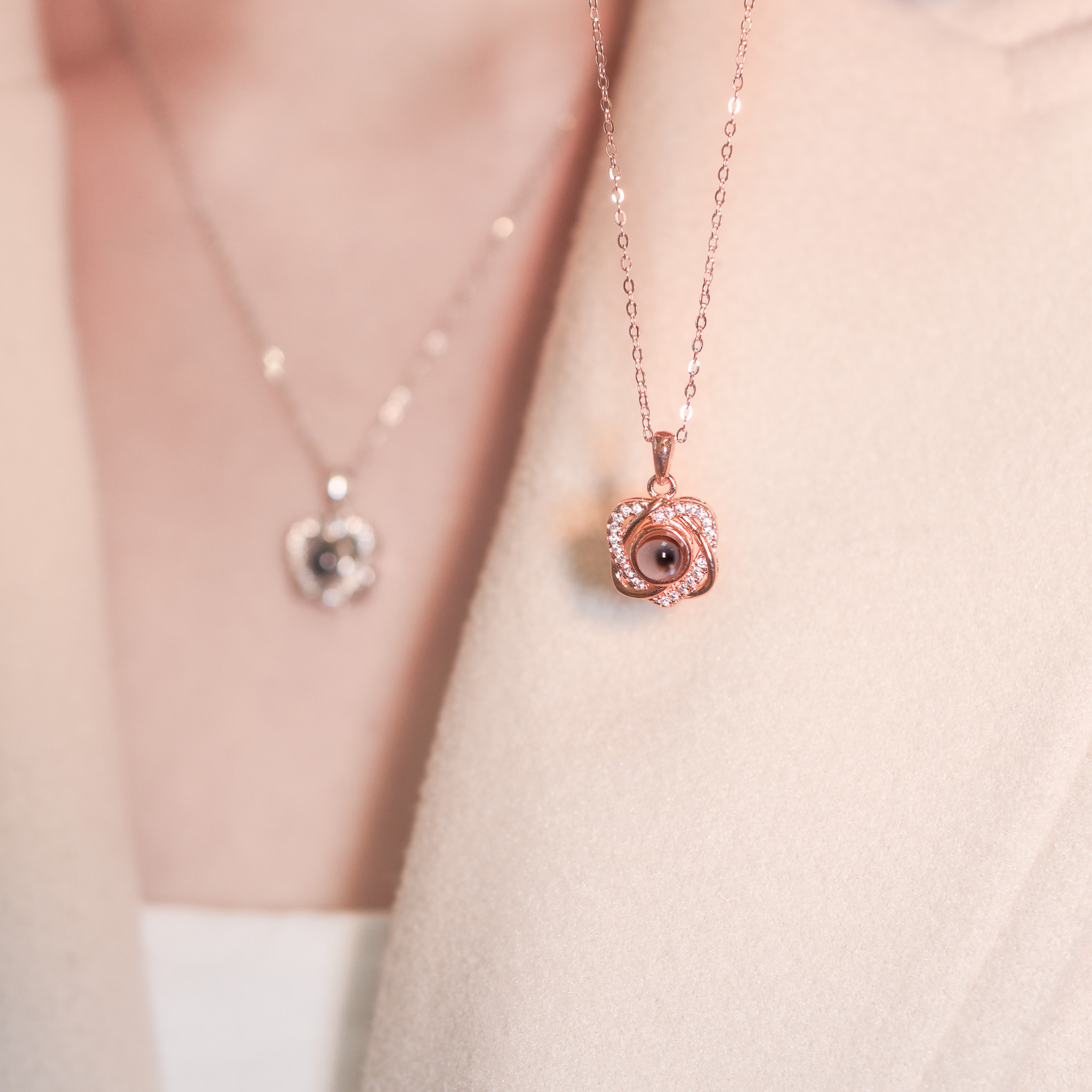 | 925純銀・白金・ 玫瑰金 | 懸浮交換心意項鍊2.0 (可訂製照片) | NE1254 |