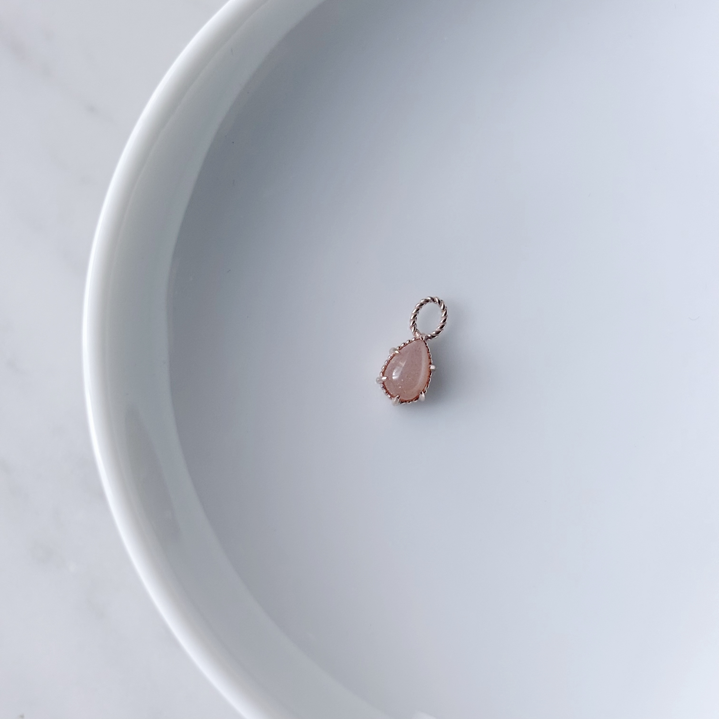 14K麻花六爪水滴蜜桃月光石耳墜