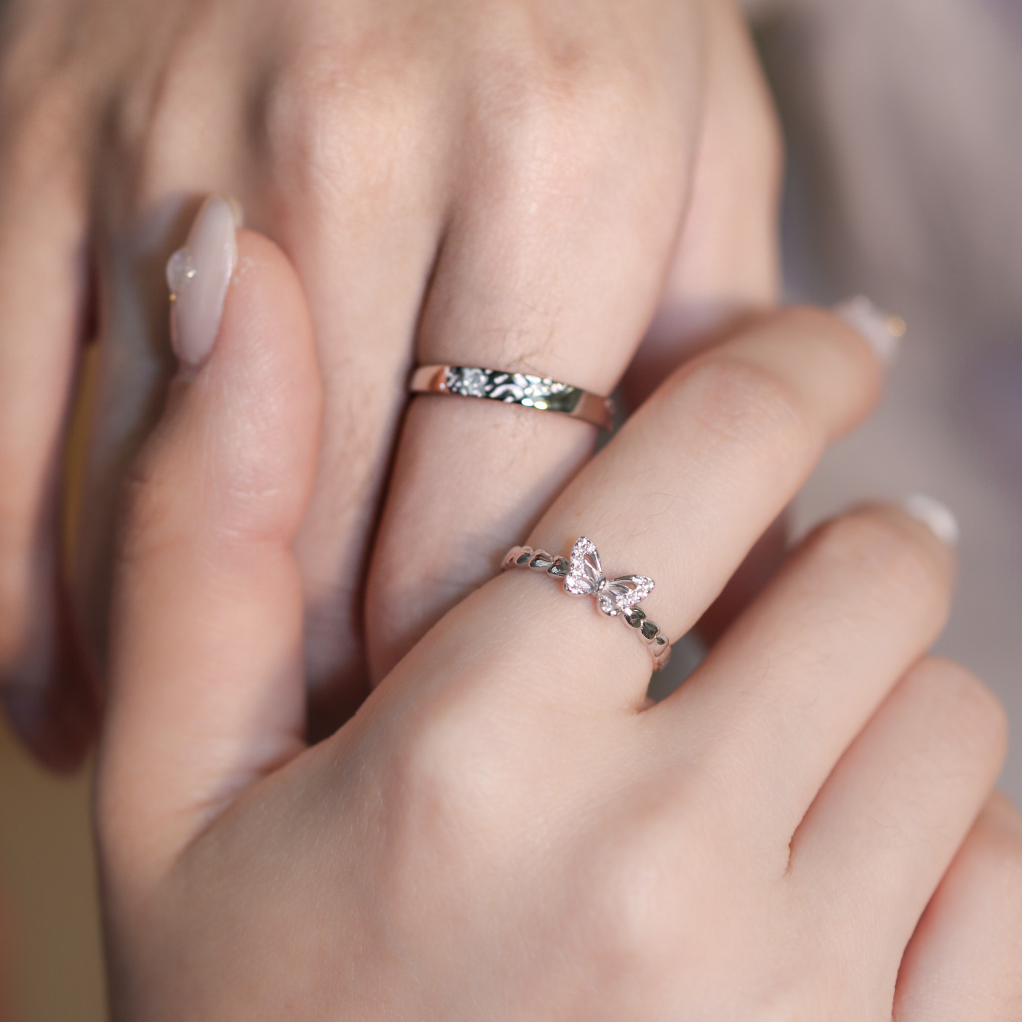 | 925純銀 | 彼此的蝶願天使情侶戒指 （男款/女款) | RI0761 |