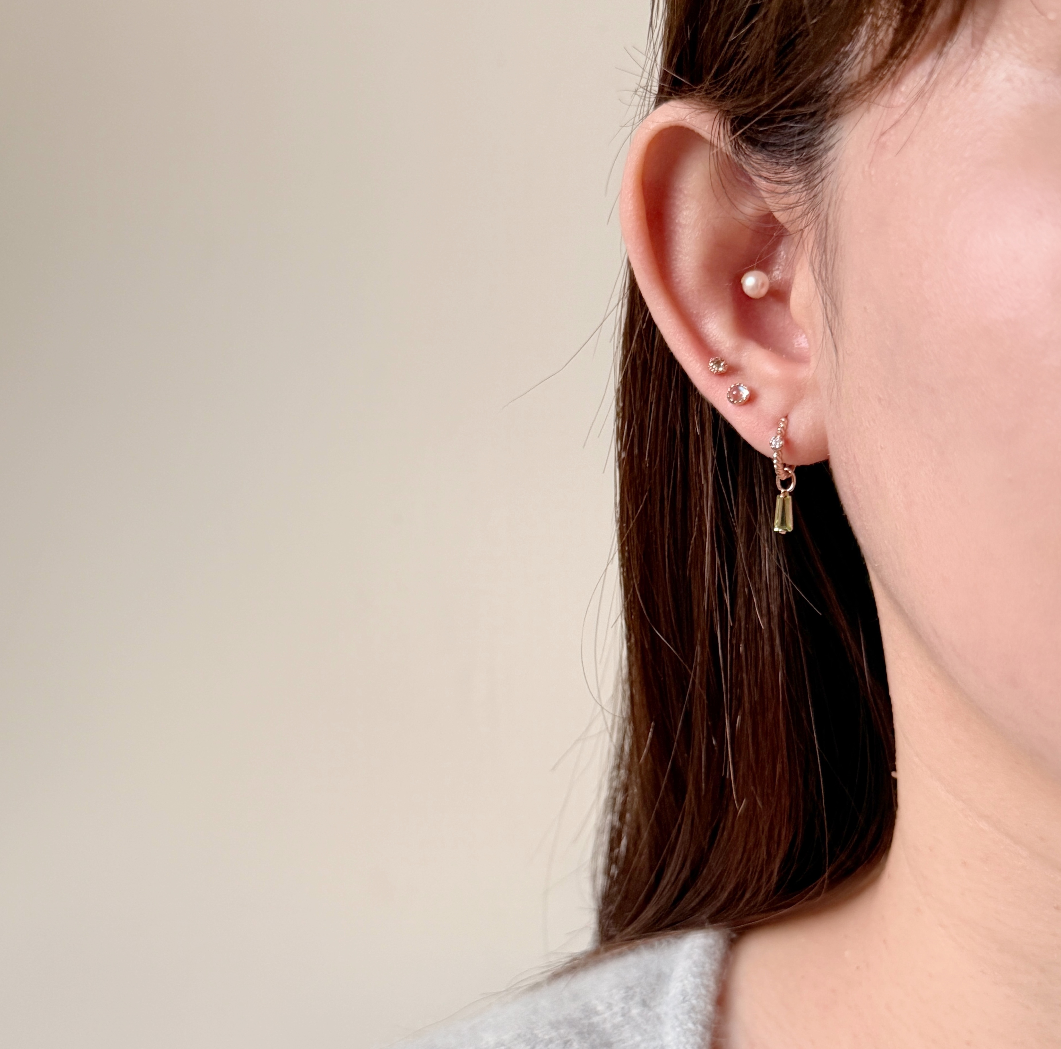 14K梯形切割橄欖石耳墜