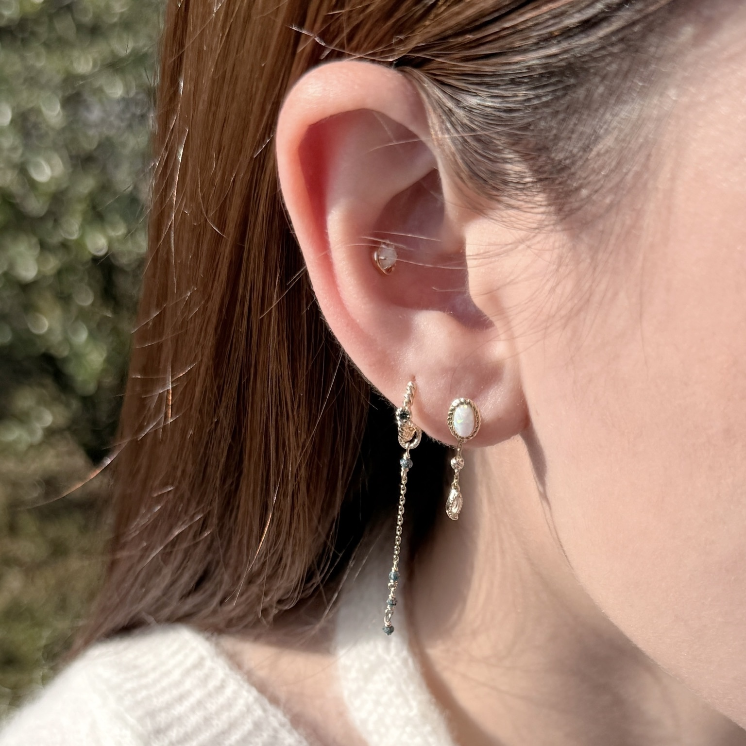 14K手工藍鑽原礦耳鏈墜