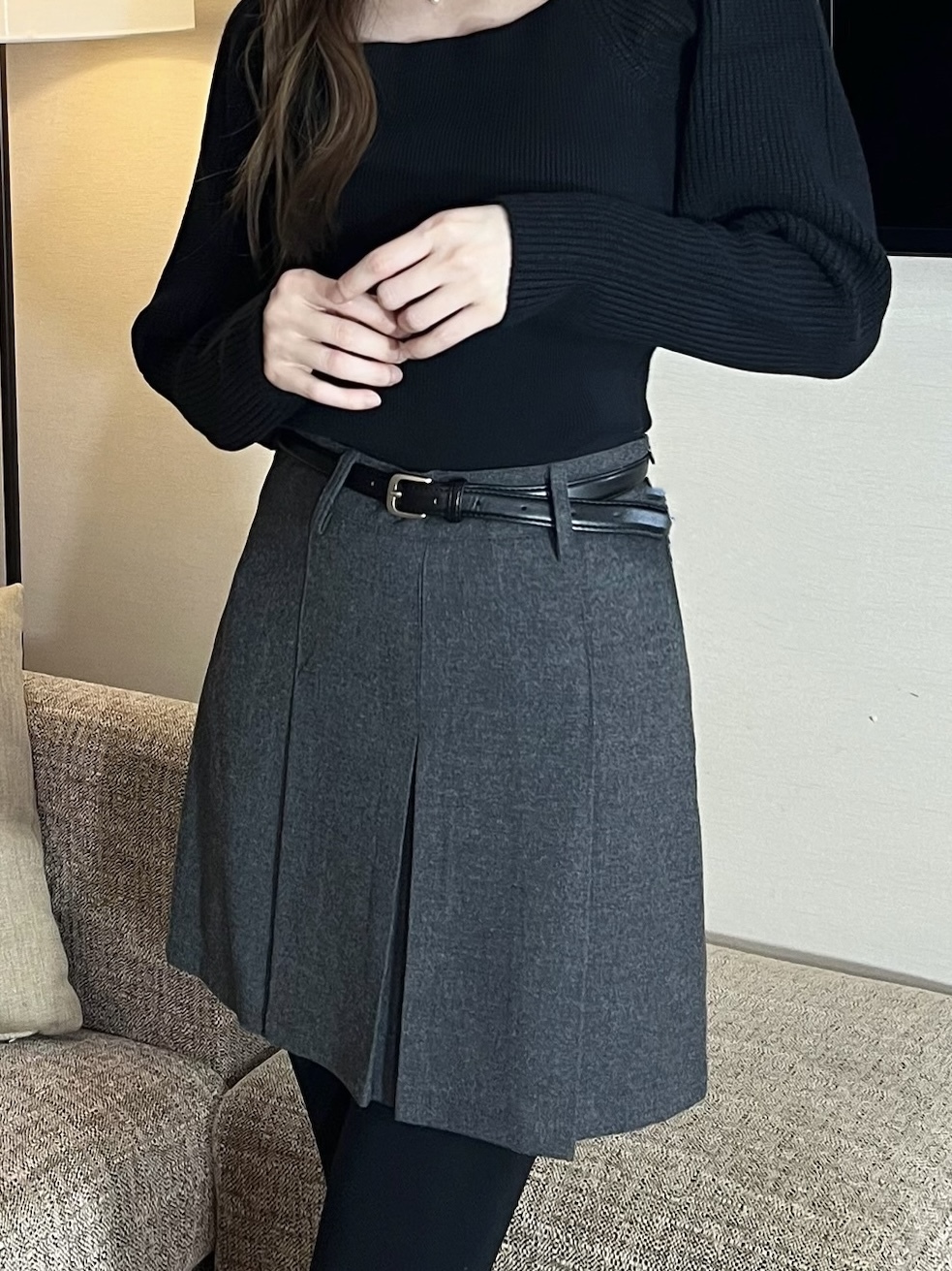 (酷甜女團風)腰帶百摺裙