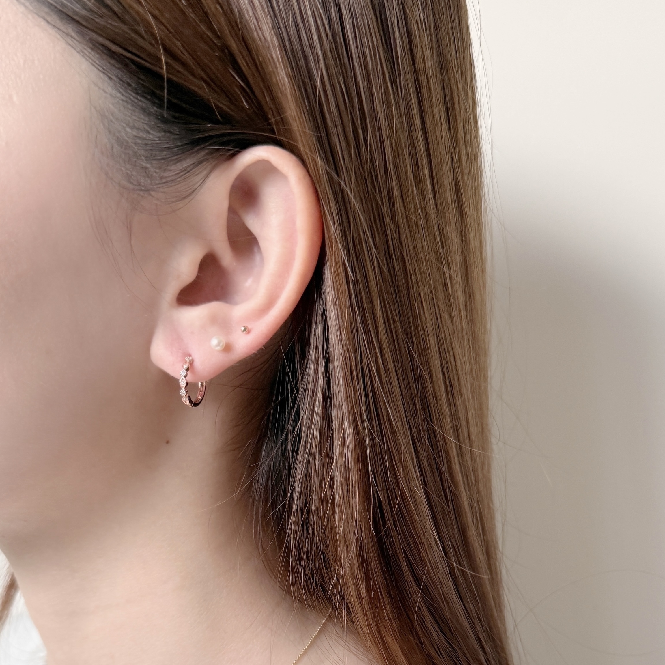 10K小花葉子鋯石耳圈