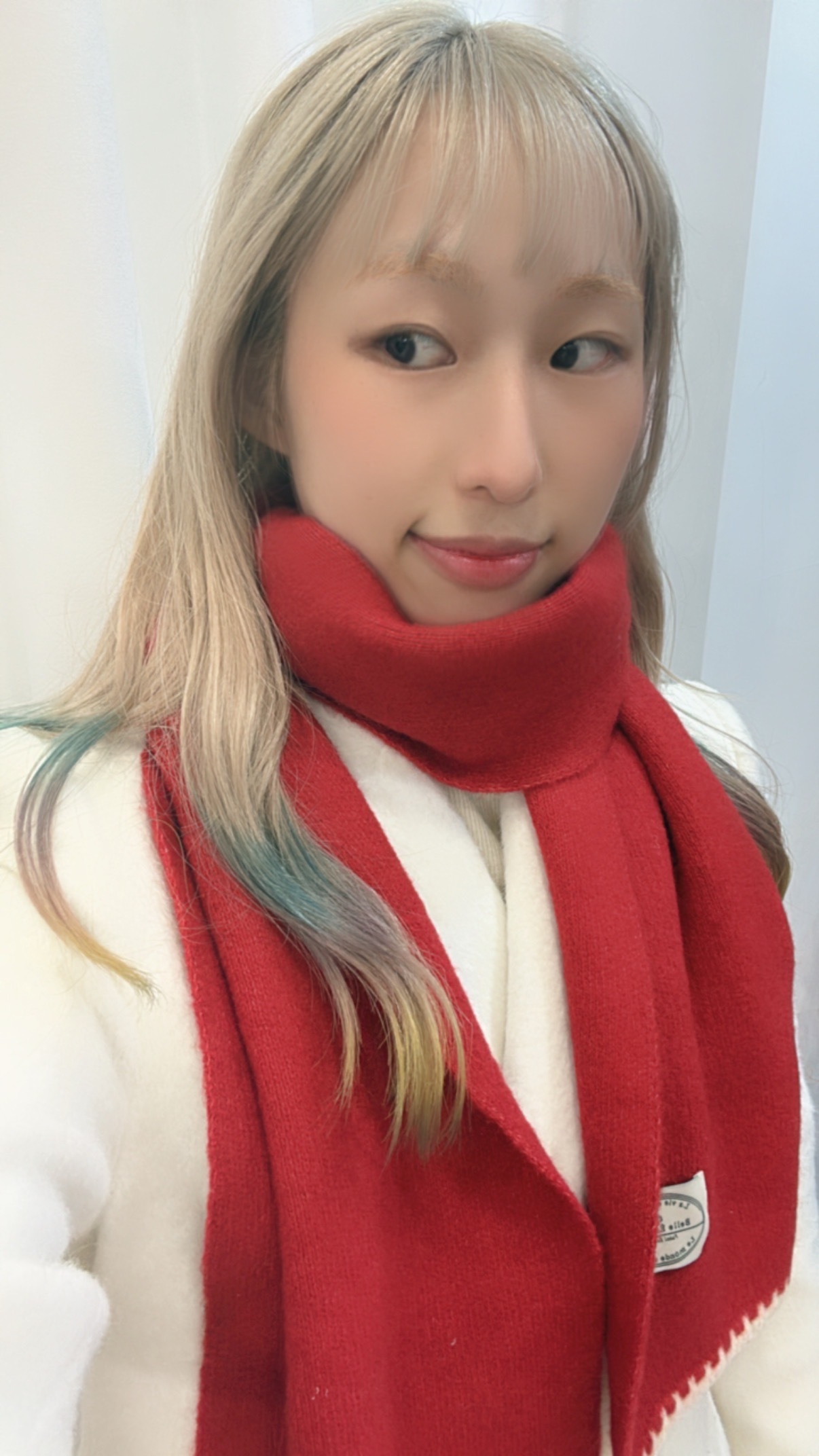 滾邊撞色暖暖圍巾