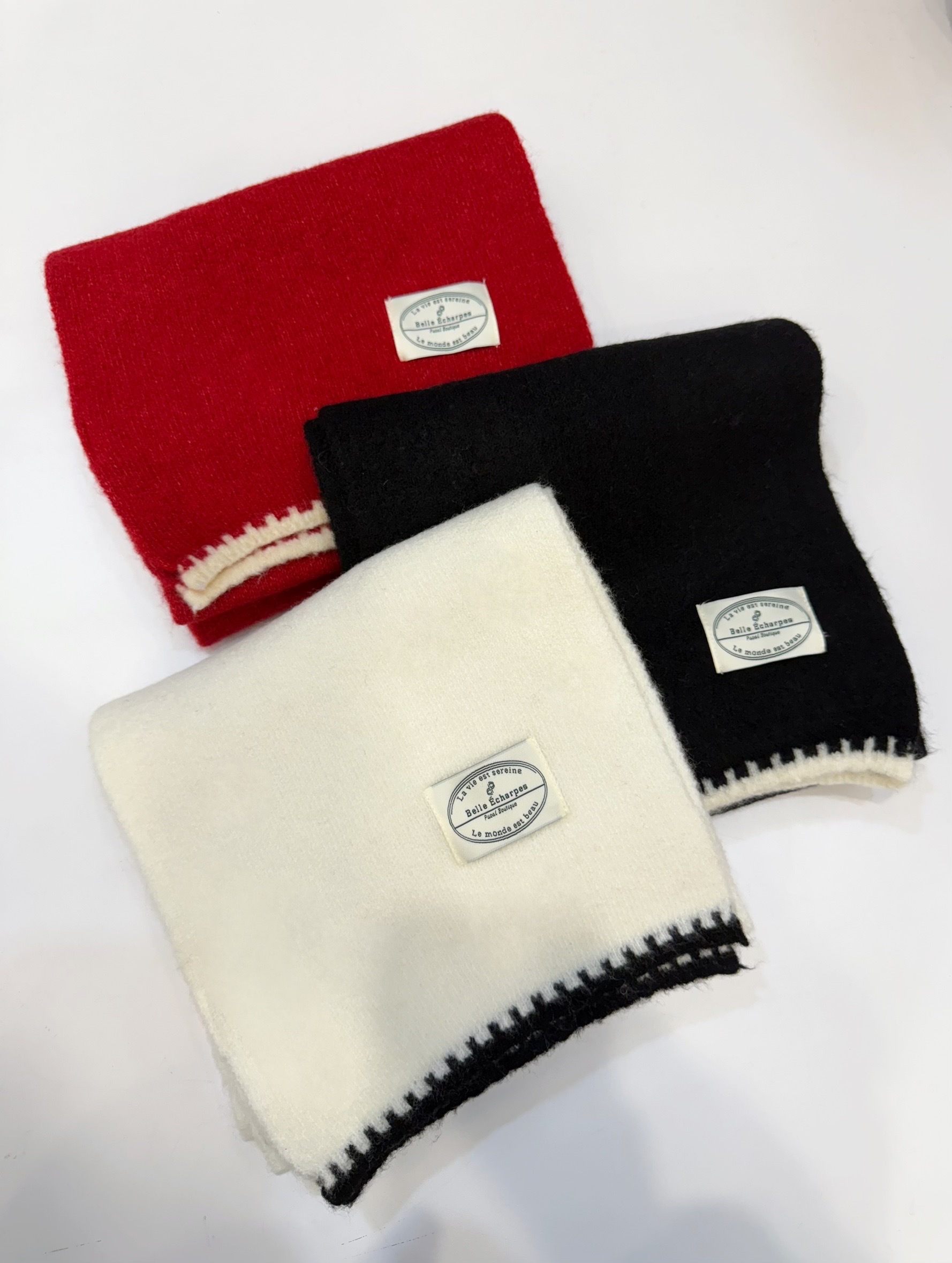 滾邊撞色暖暖圍巾