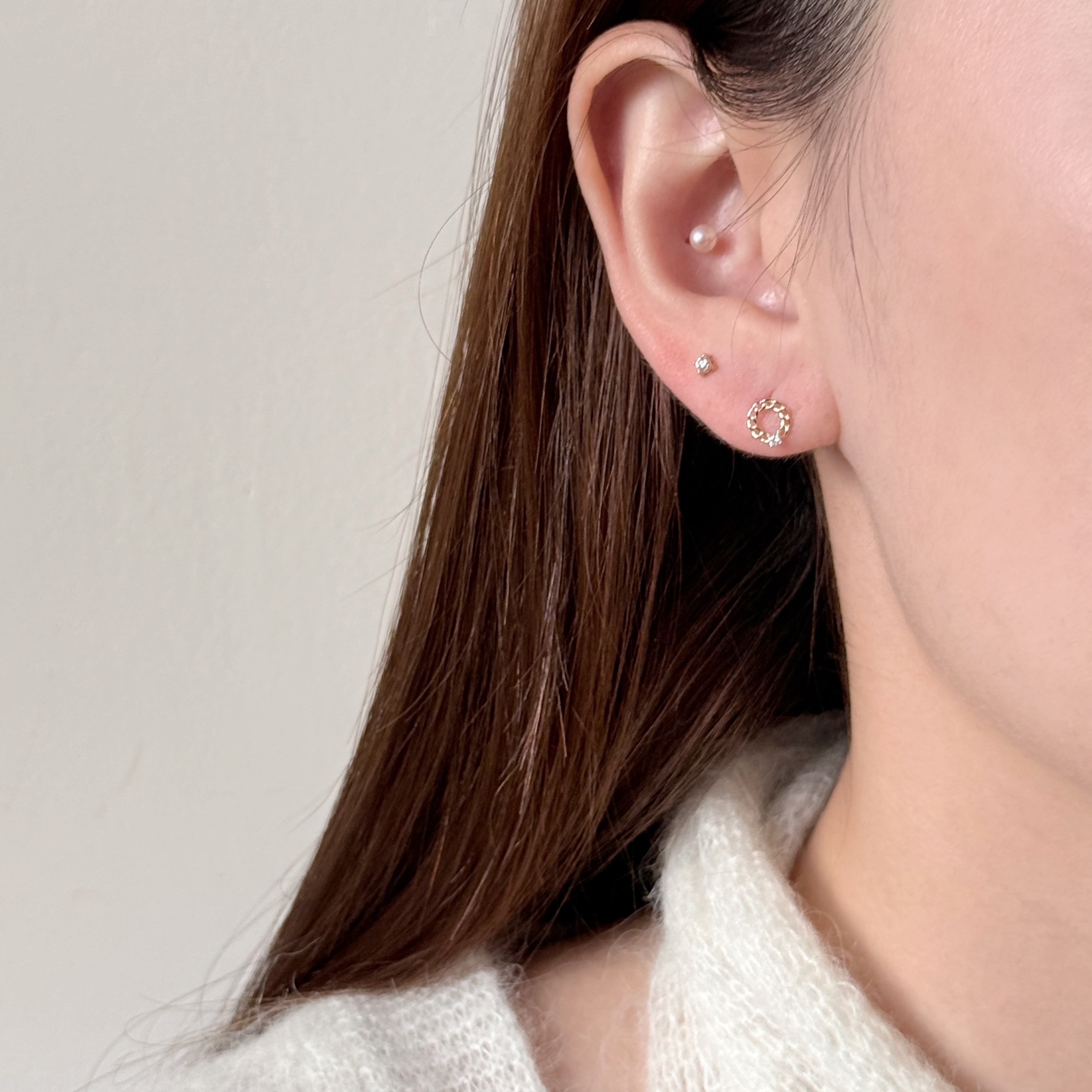 10K小圈鎖鏈鋯石耳環