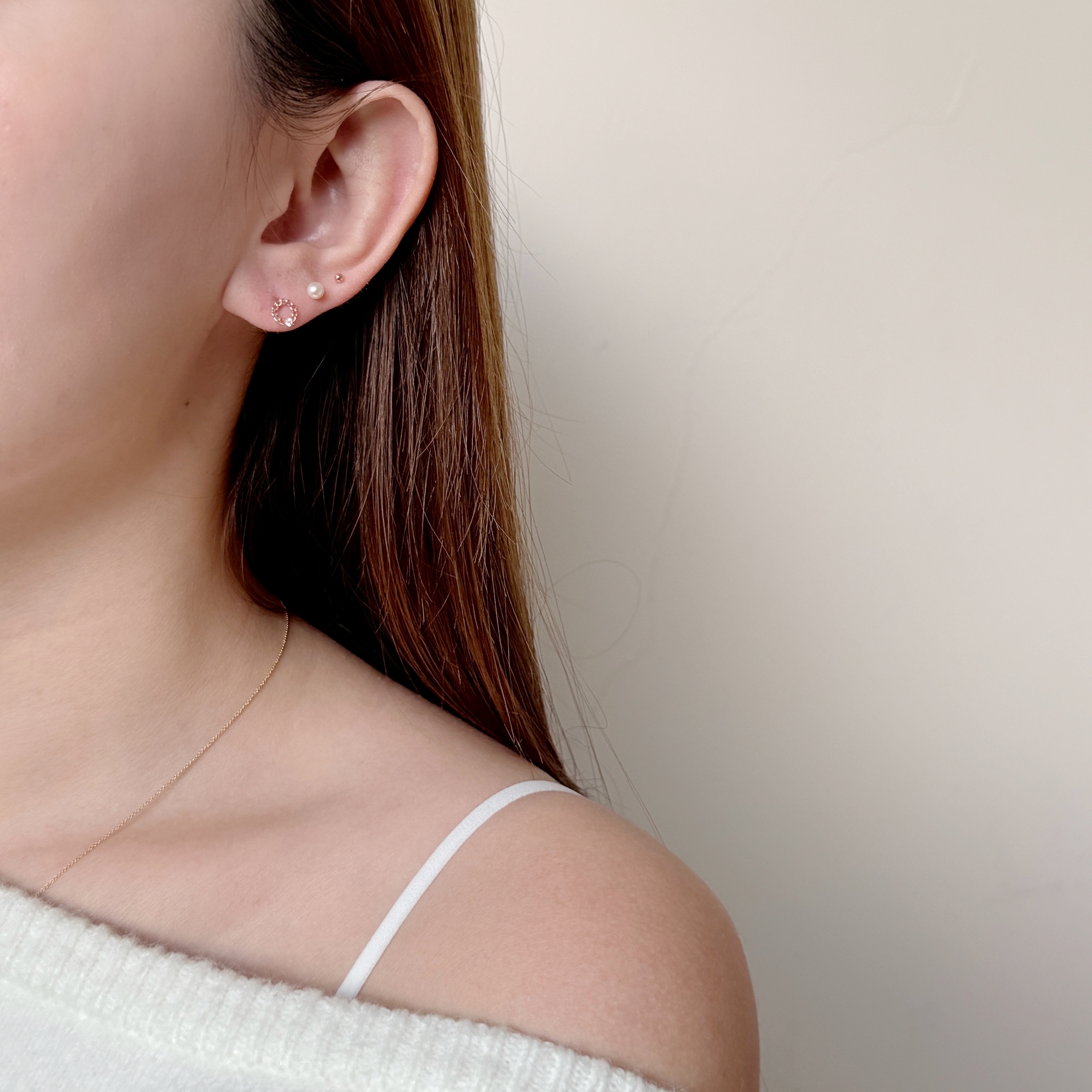 10K小圈鎖鏈鋯石耳環