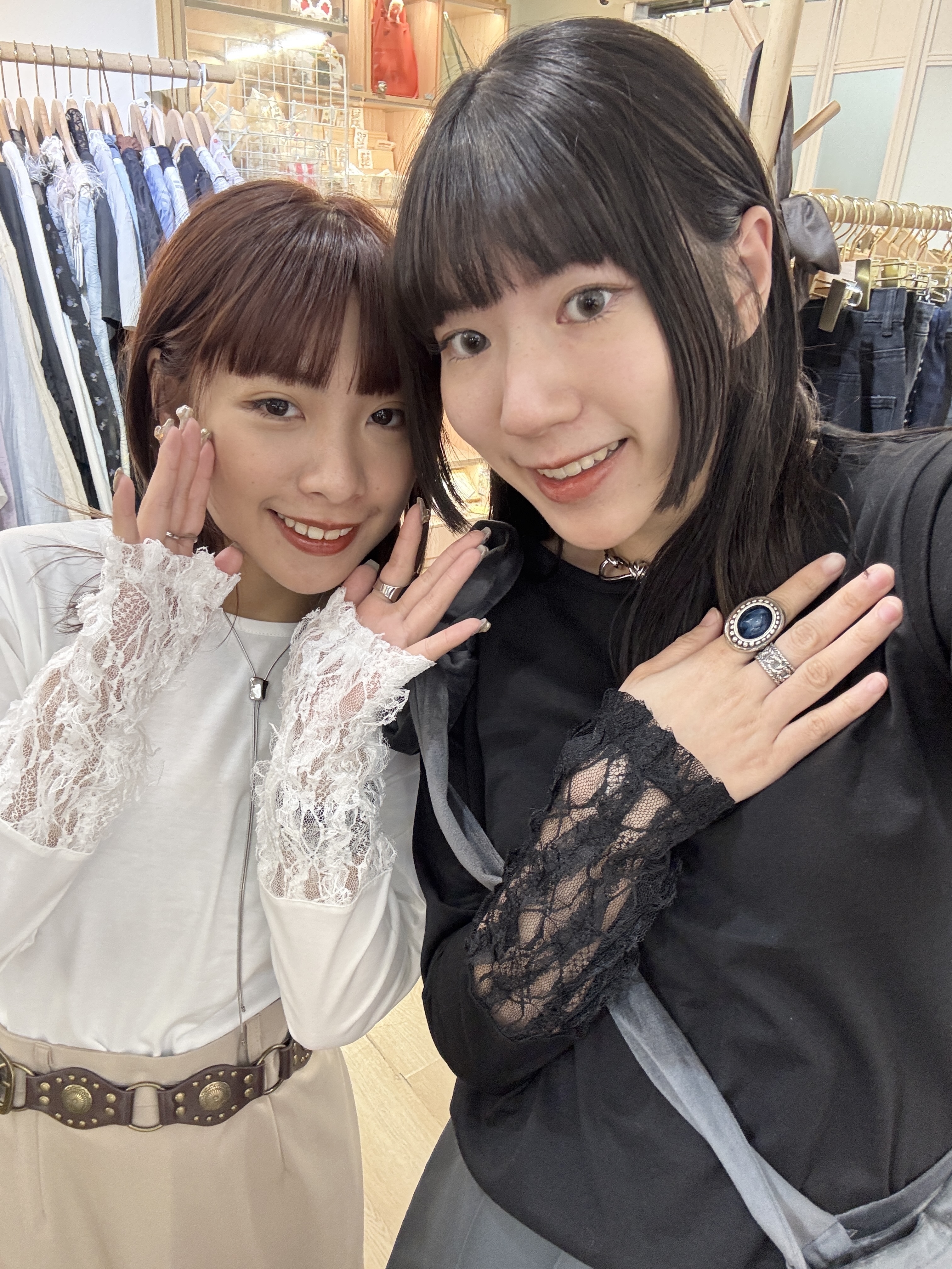 棉料拼lace手袖top