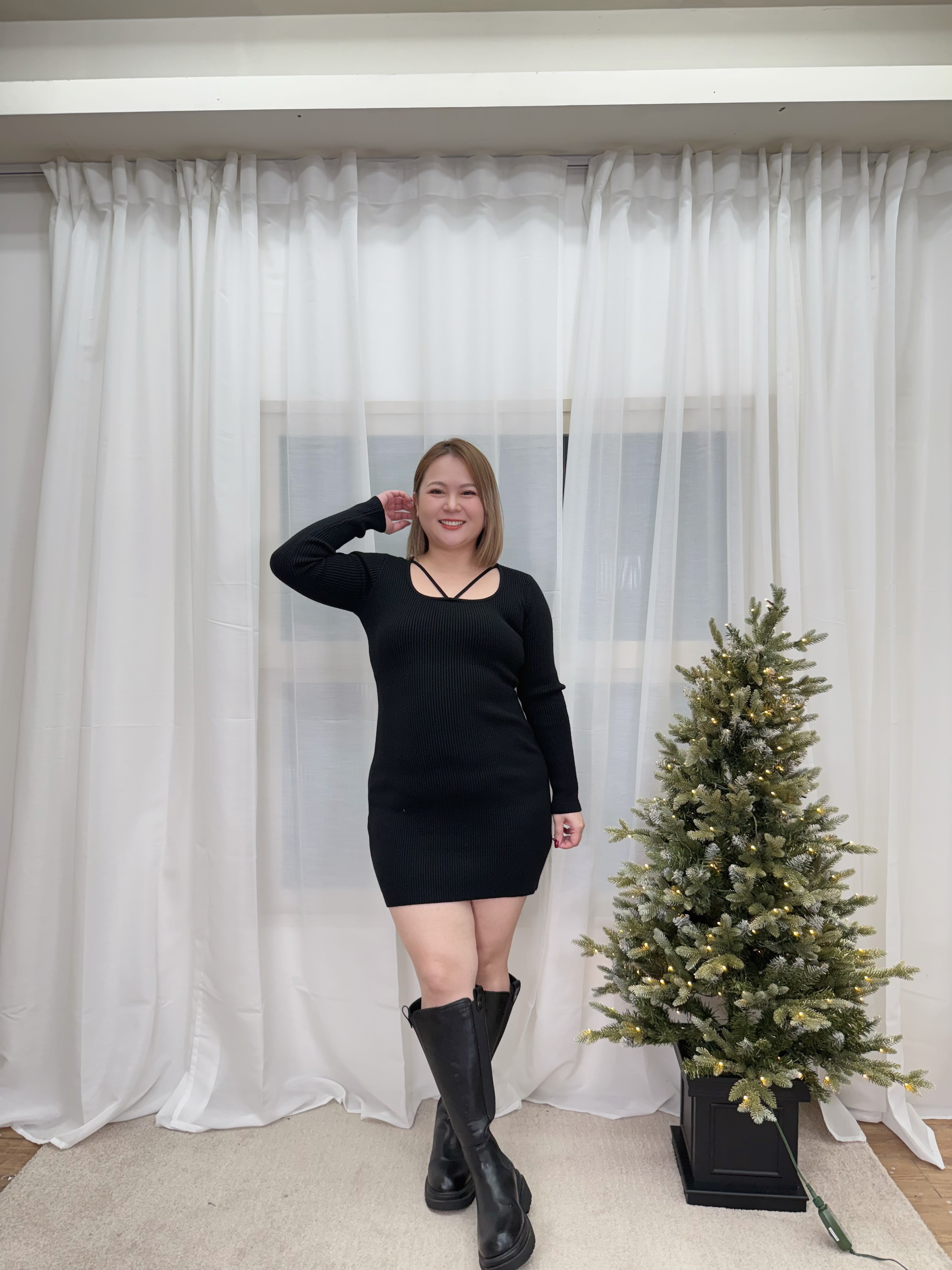 02.斜槓坑條洋裝-現貨