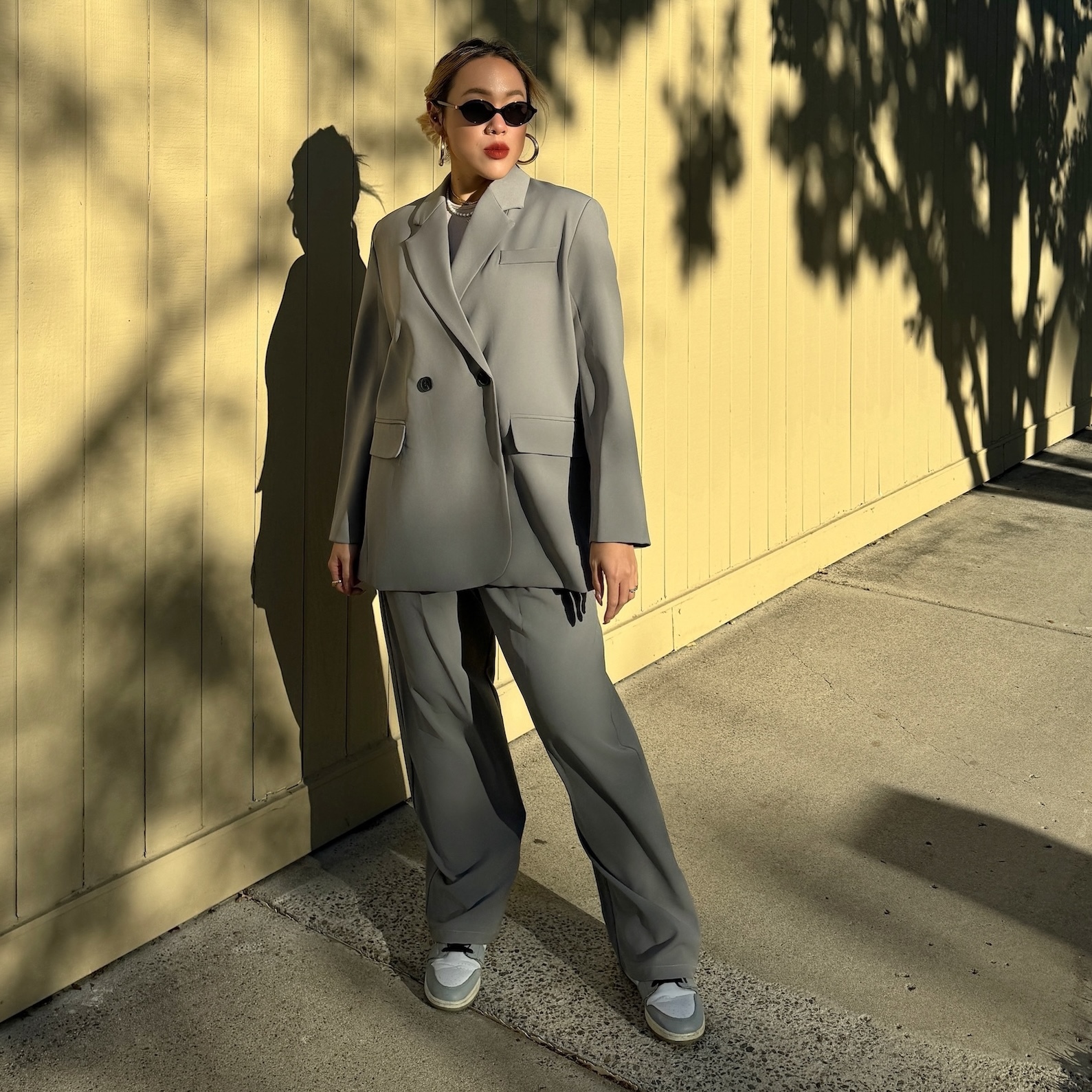 高級訂製感🩶美式灰寬鬆西裝套裝