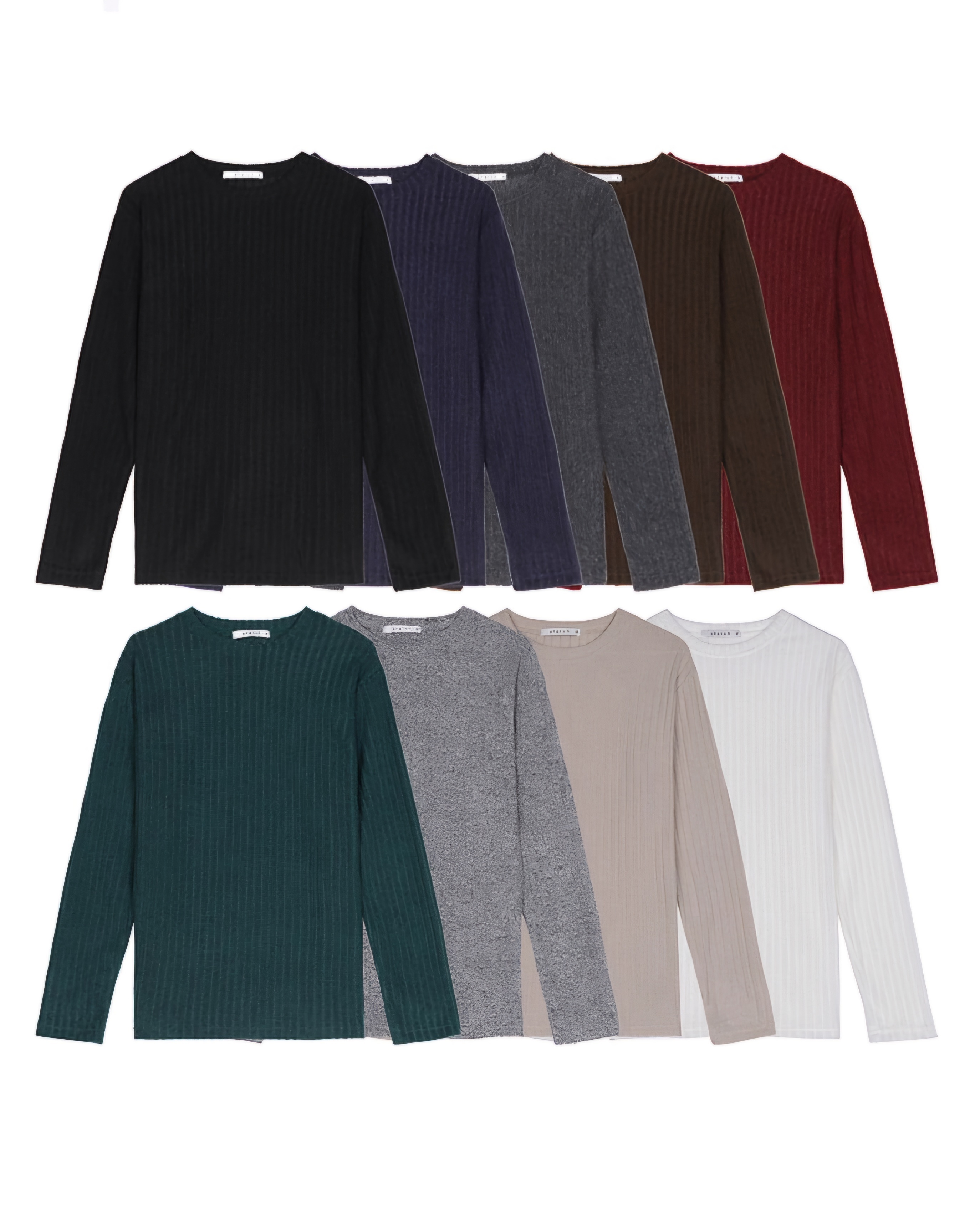 羅紋肌肉針織長袖T恤