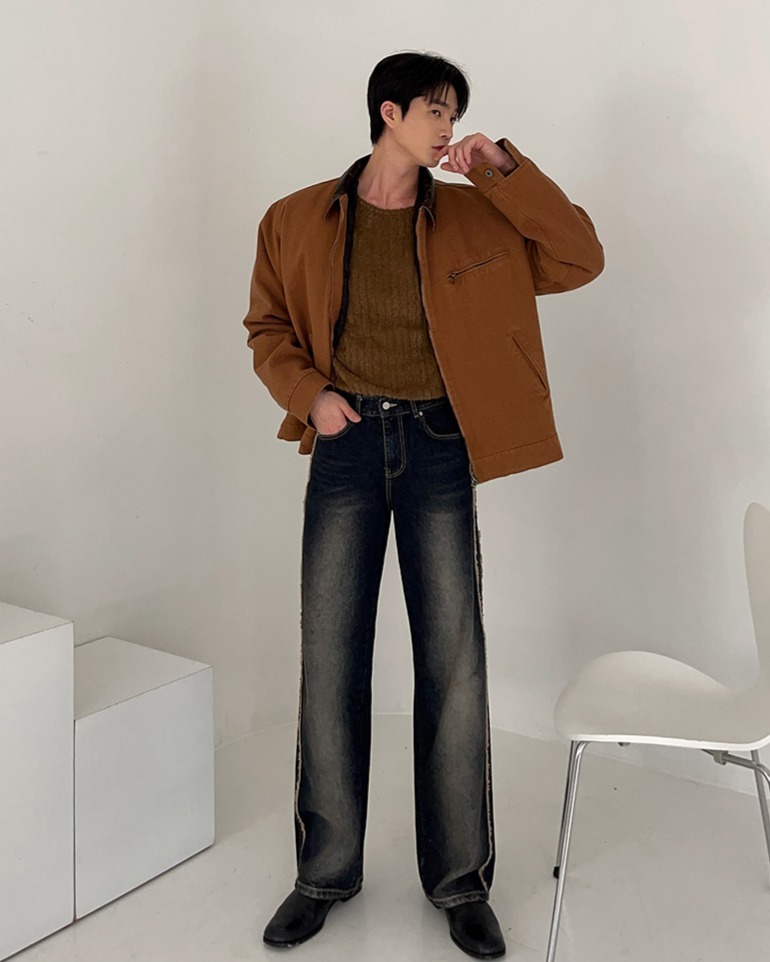 水洗仿舊鋪棉工裝夾克外套