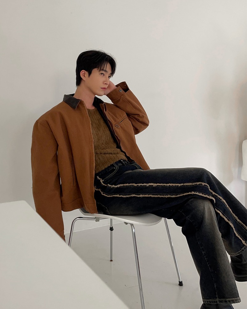 水洗仿舊鋪棉工裝夾克外套