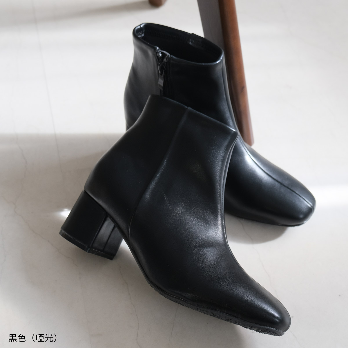 模特比例 方頭中車線短靴