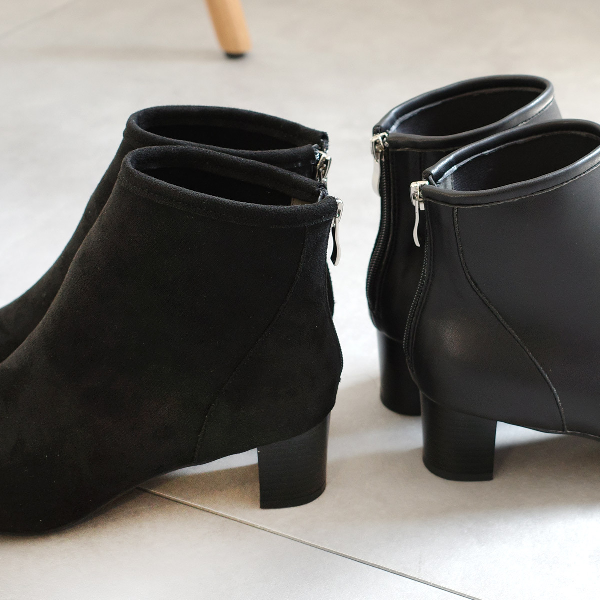 潮流定番 後拉鍊高跟短靴