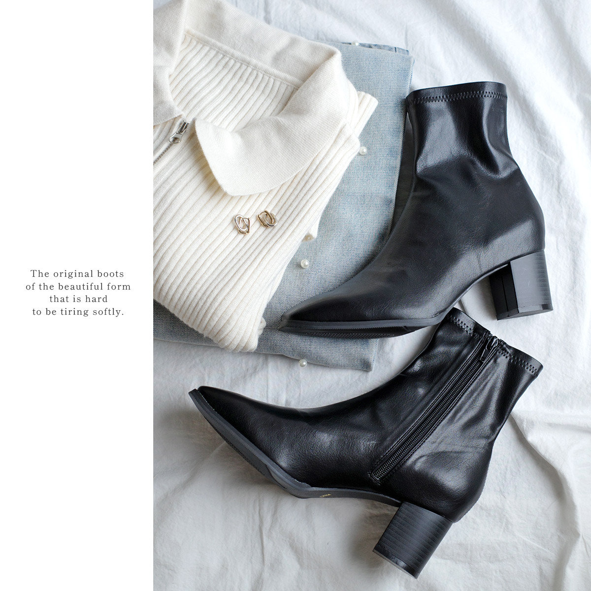 超模伸展台 中車線高跟襪靴