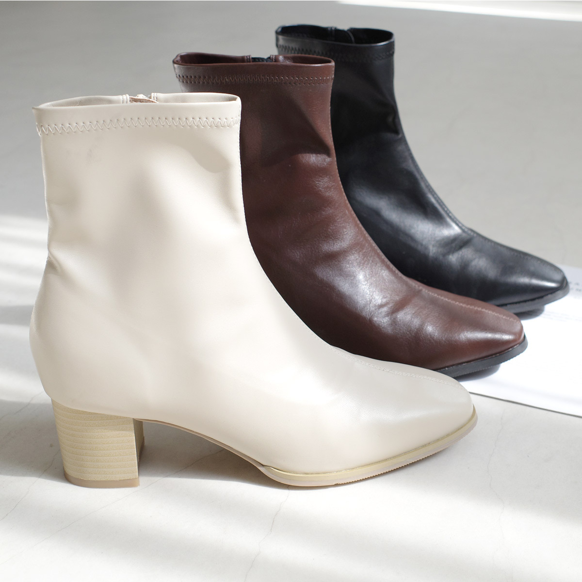 超模伸展台 中車線高跟襪靴