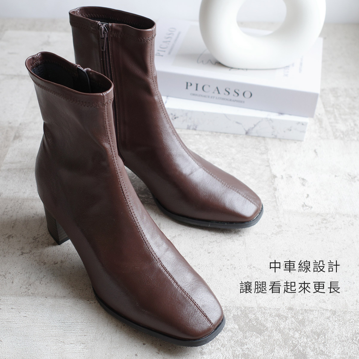 超模伸展台 中車線高跟襪靴