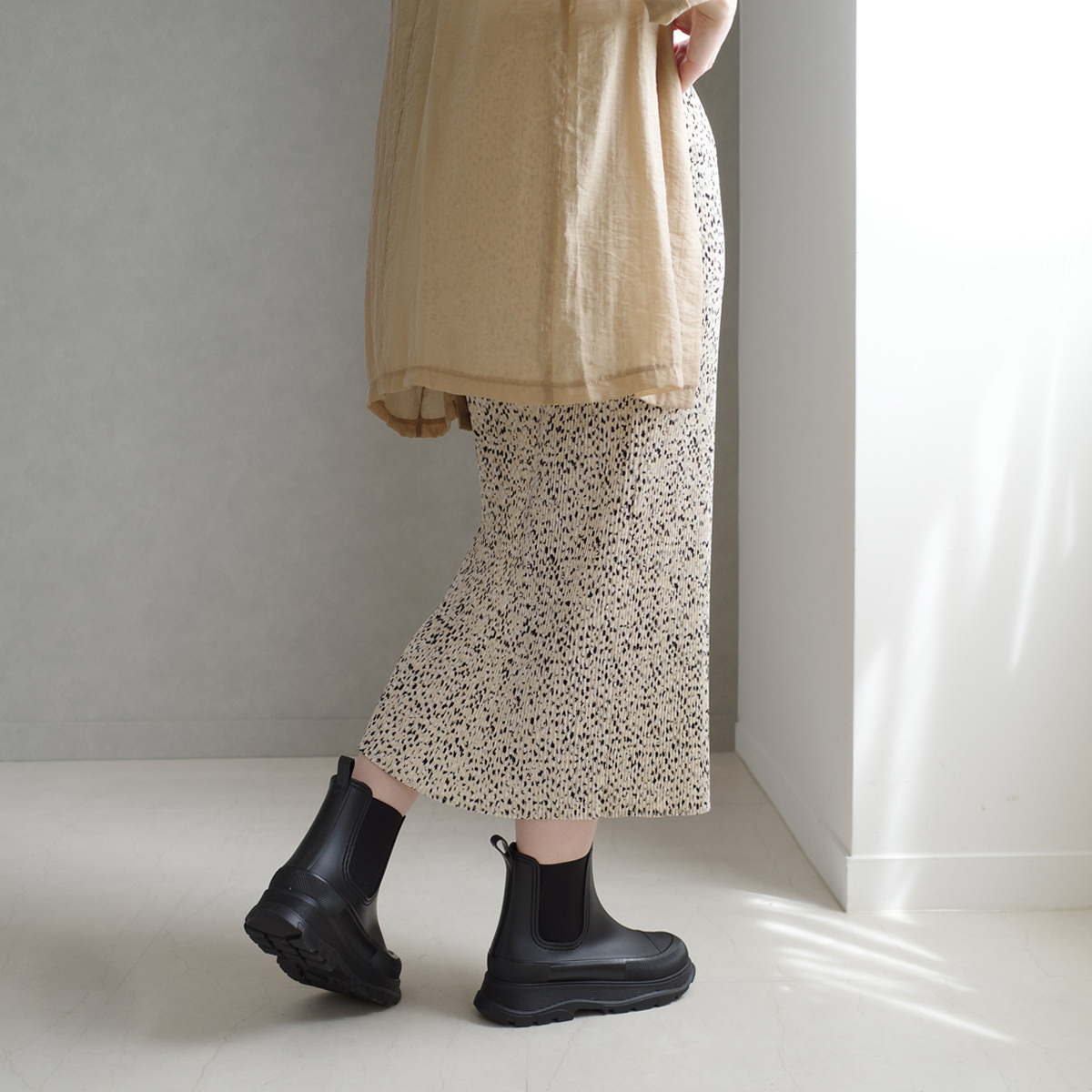 晴雨二穿 厚底切爾西雨短靴