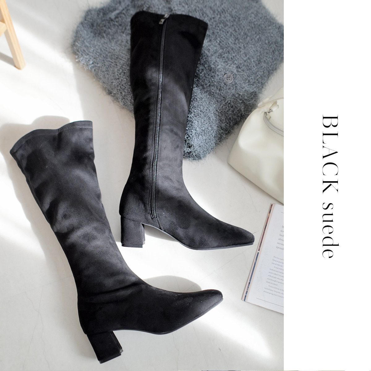 時尚標配 粗跟膝下長靴