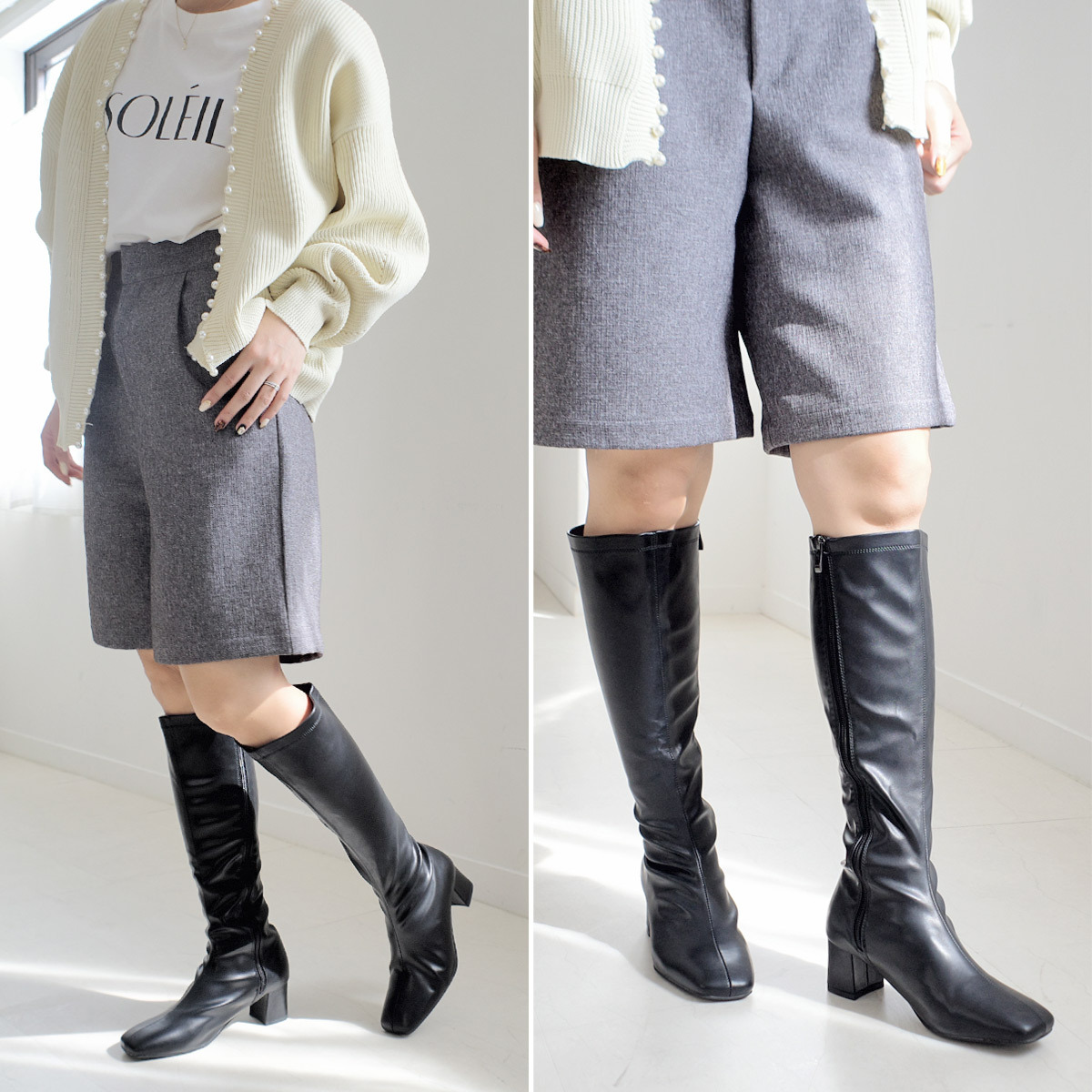 時尚標配 粗跟膝下長靴