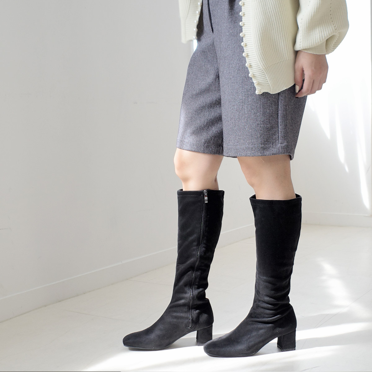 時尚標配 粗跟膝下長靴