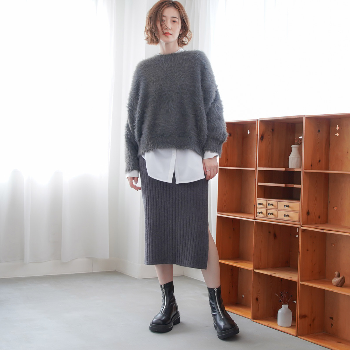 鬆糕厚底 前拉鍊率性襪靴