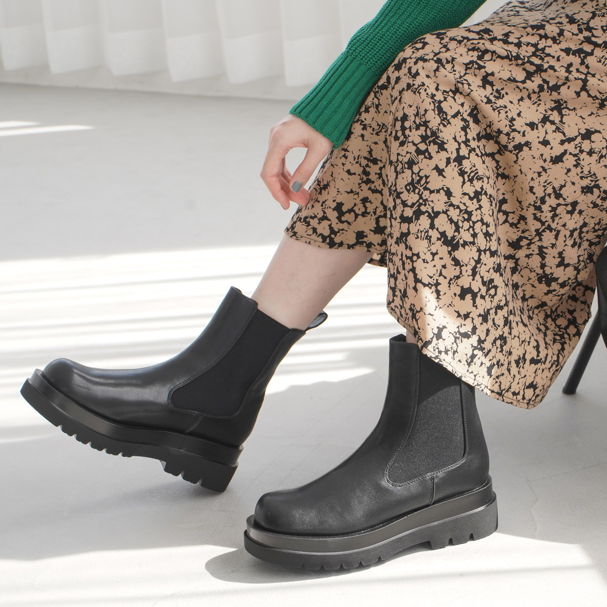 酷帥女孩 鬆糕厚底切爾西靴