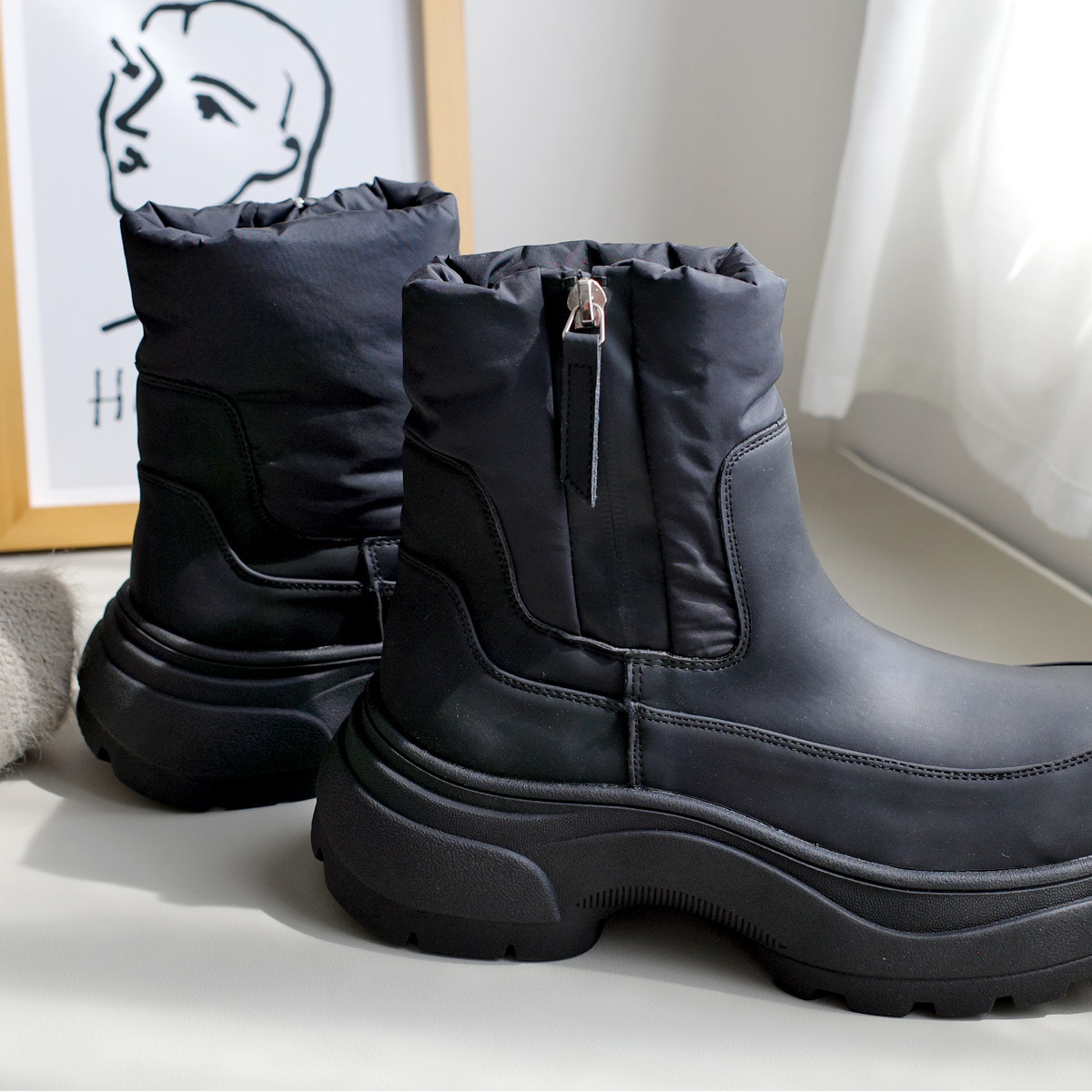 戶外工裝 厚底內刷毛雪短靴