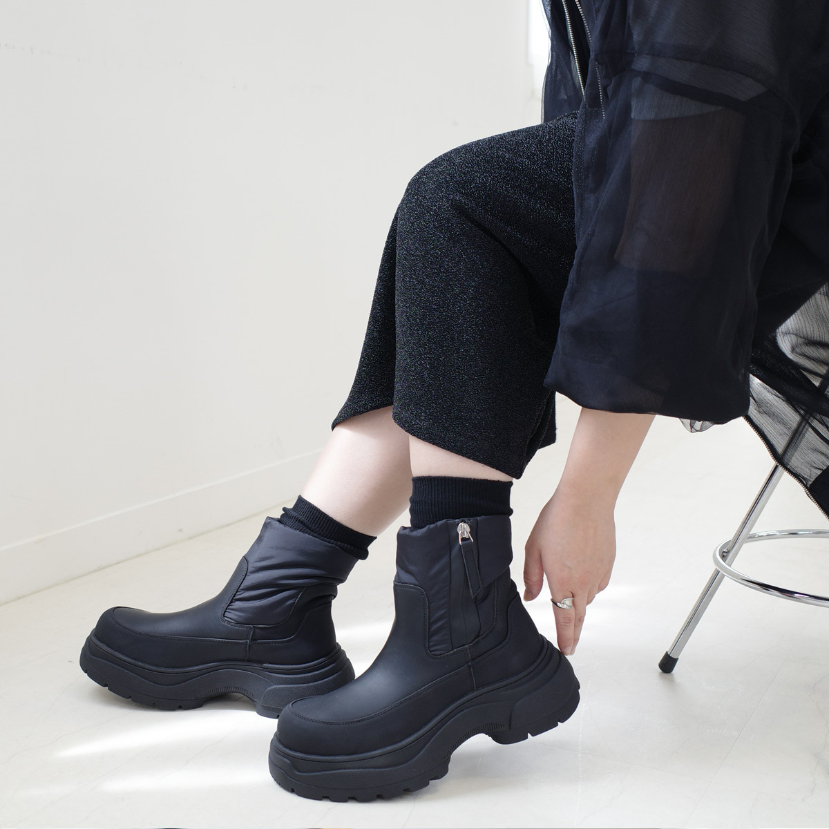 戶外工裝 厚底內刷毛雪短靴