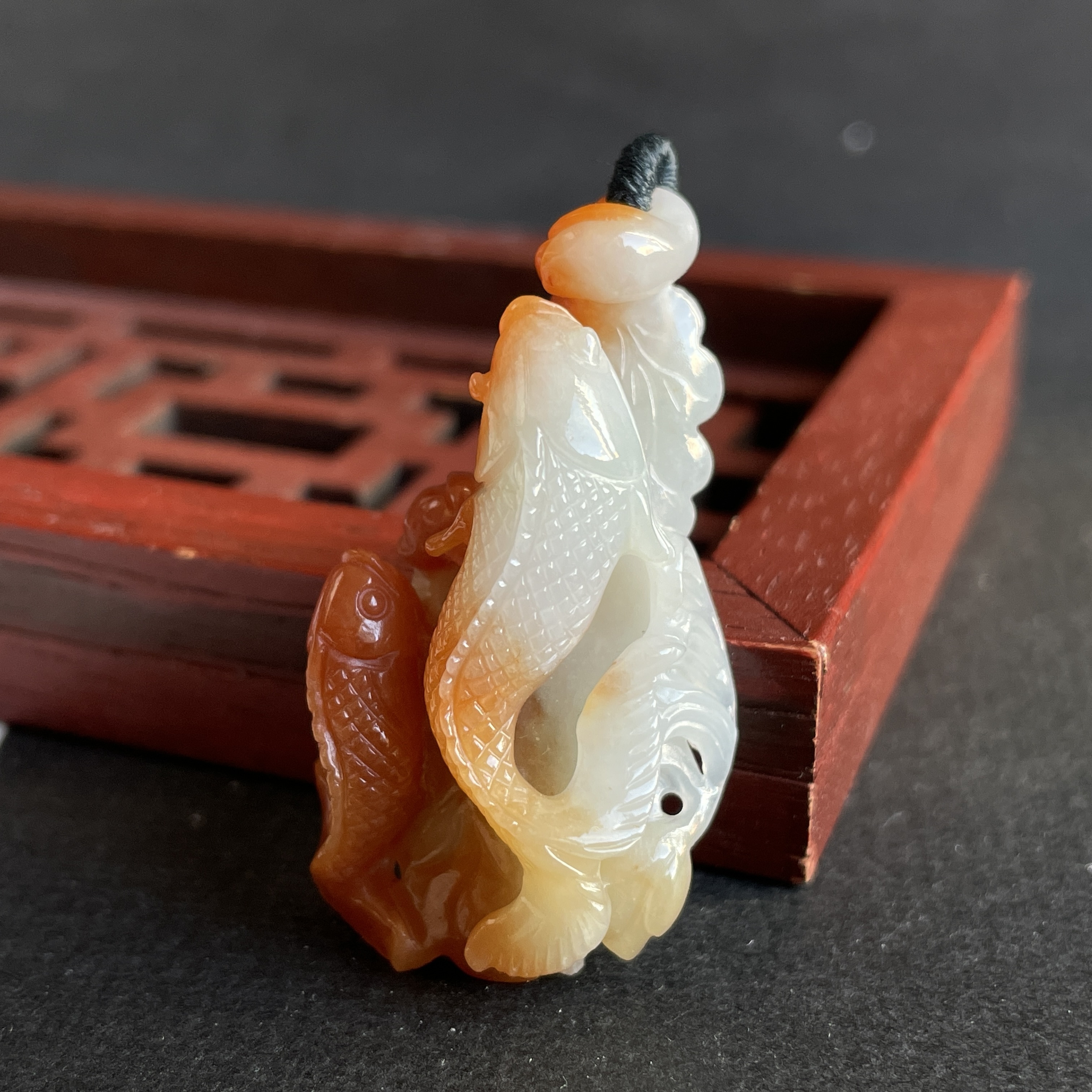俏色翡翠雙魚力爭上游吊墜,天然翡翠A玉, 緬甸玉, Jade, Jadeite