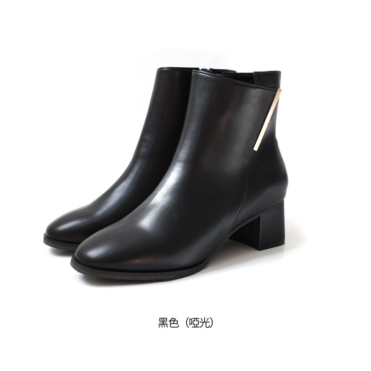 顏值擔當 錯位金飾高跟短靴【SY212】