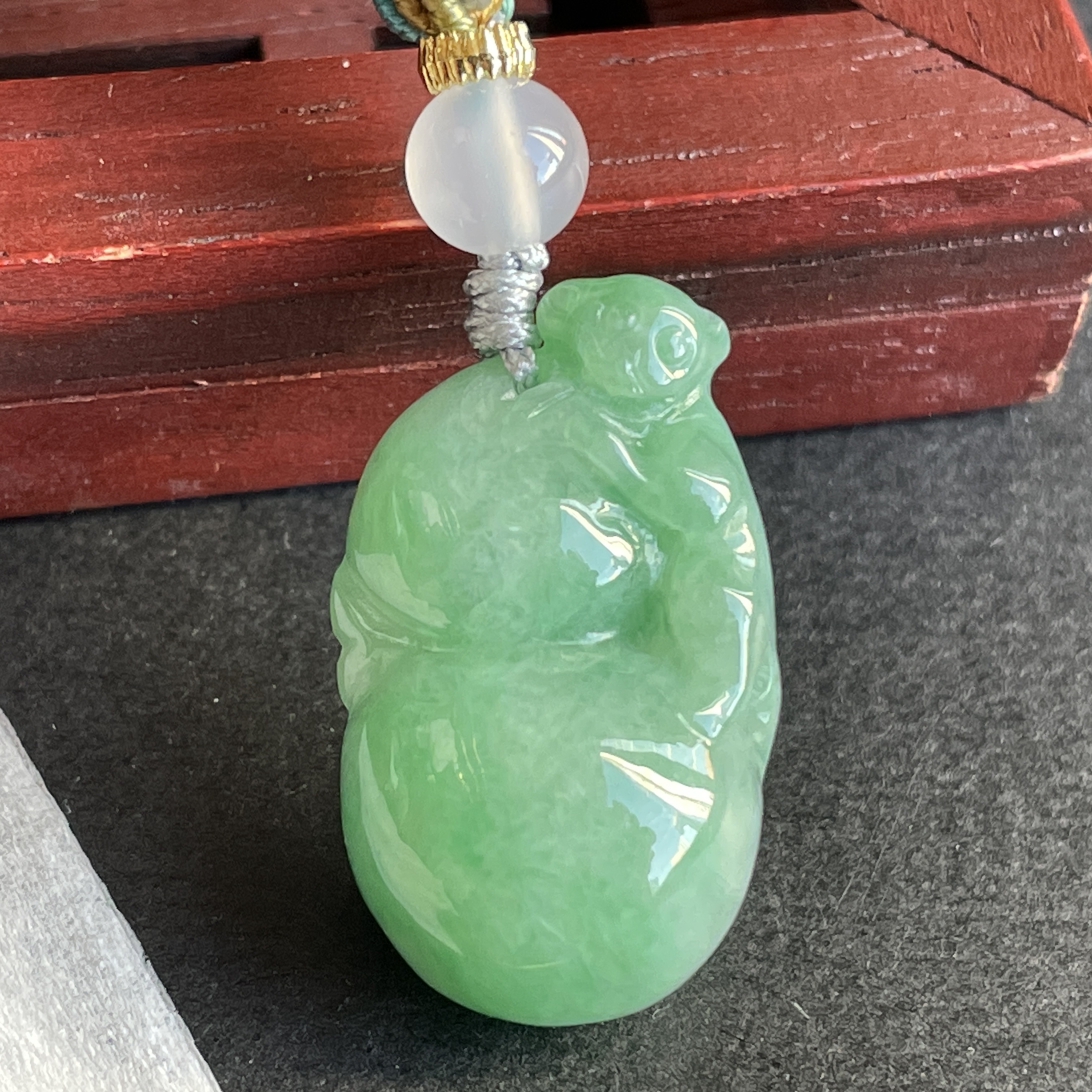 翡翠冰糯果綠靂猴福祿吊墜,天然翡翠A玉, 緬甸玉, Jade, Jadeite