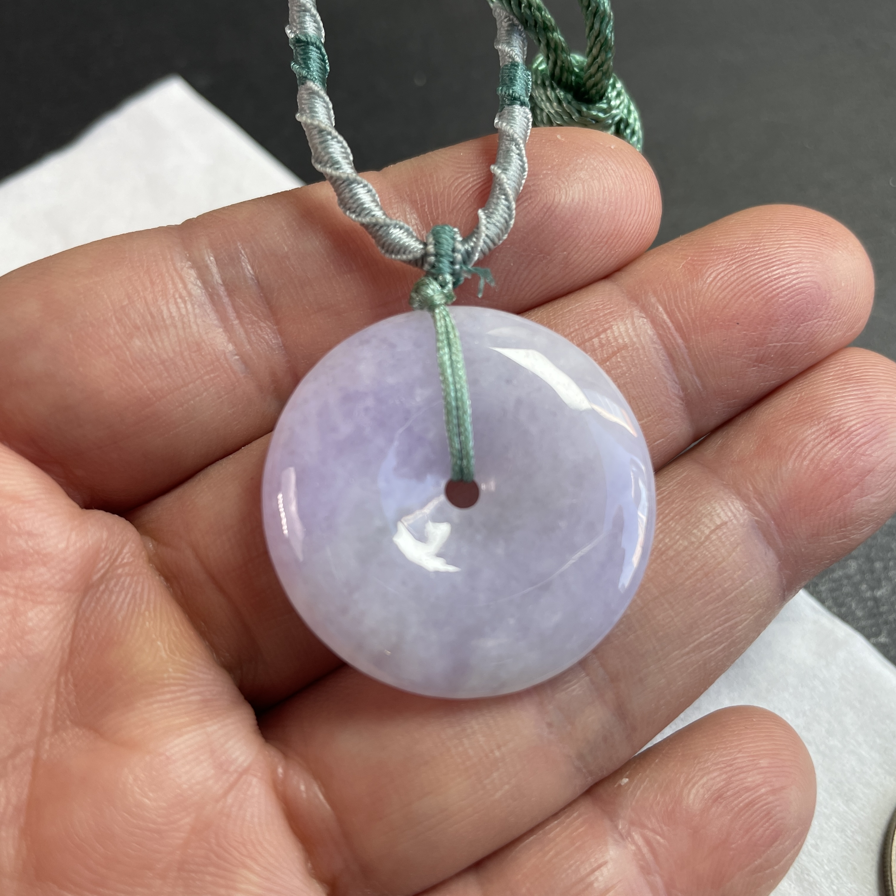 J2377 翡翠冰紫平安扣(30mm直徑)