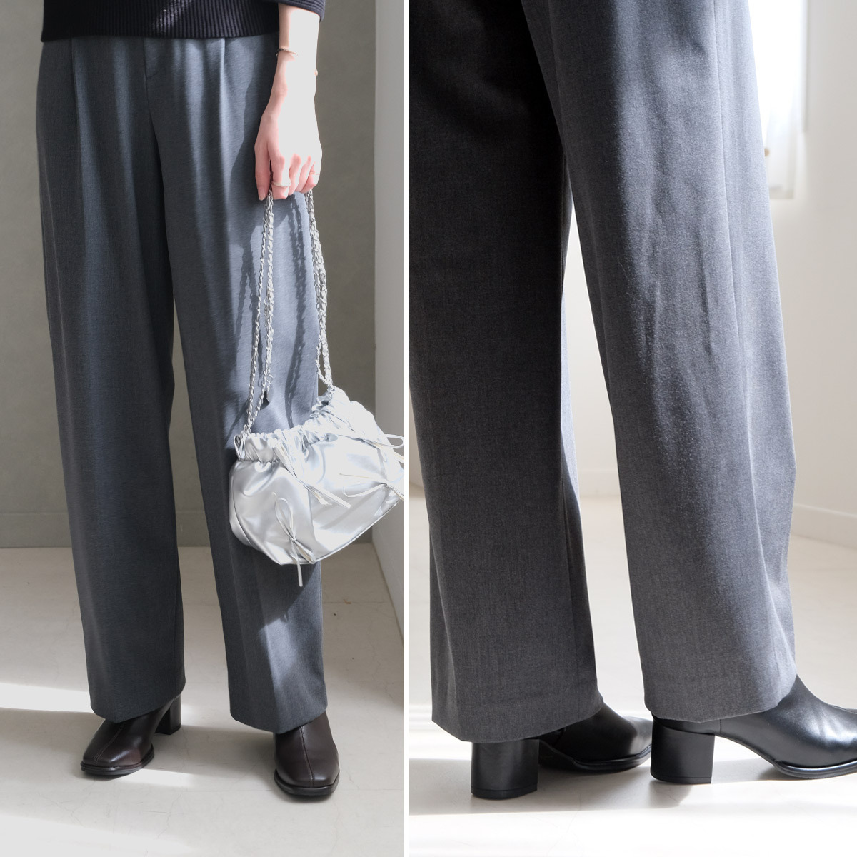 經典不敗 方頭中車線高跟襪靴