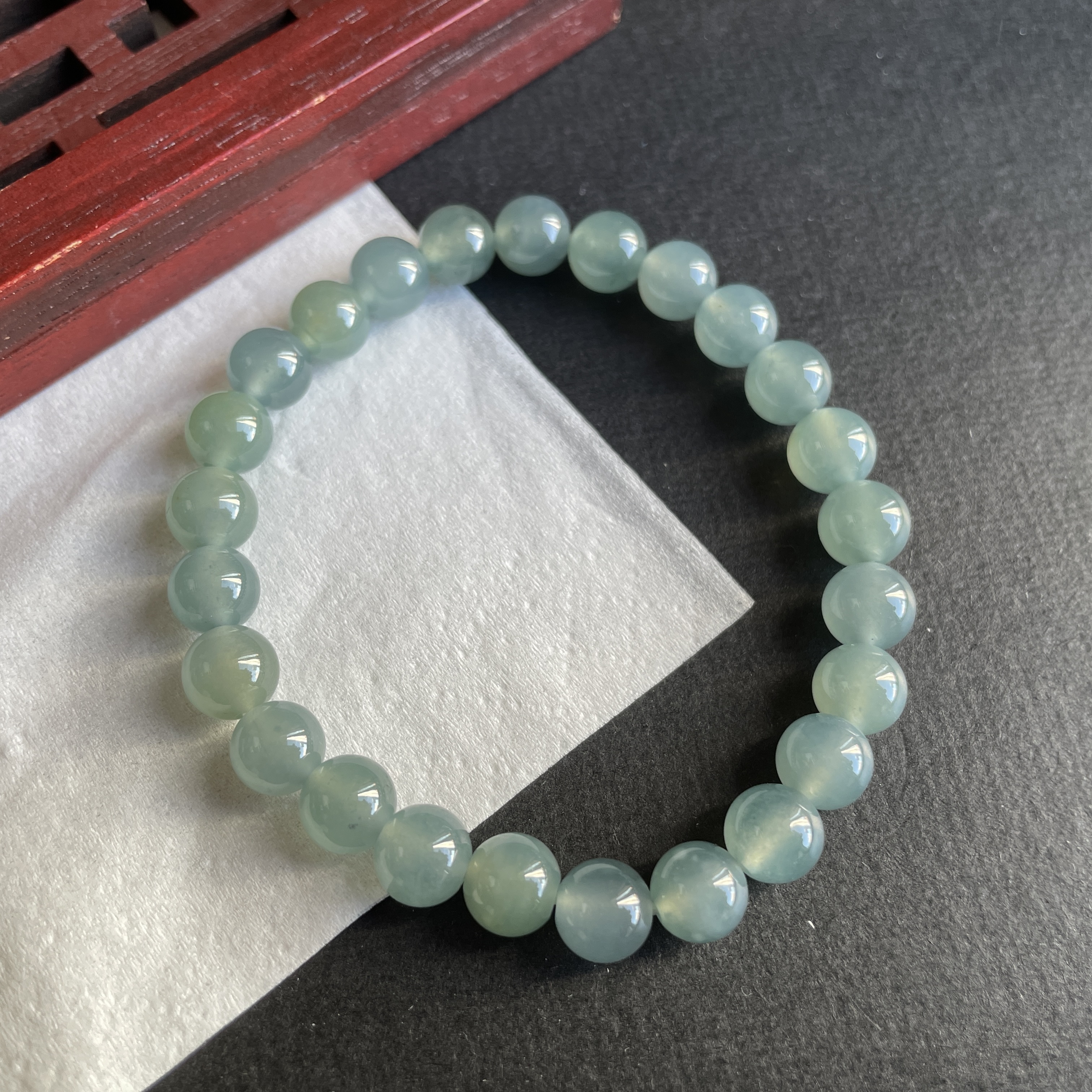 翡翠冰藍水手串 (7.5mm直徑),天然翡翠A玉, 緬甸玉, Jade, Jadeite