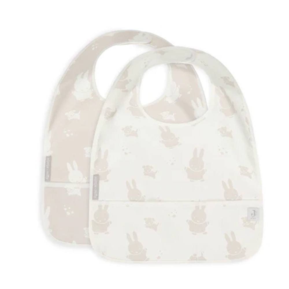 荷蘭Jollein Miffy & Snuffy防水圍兜2入-Nougat