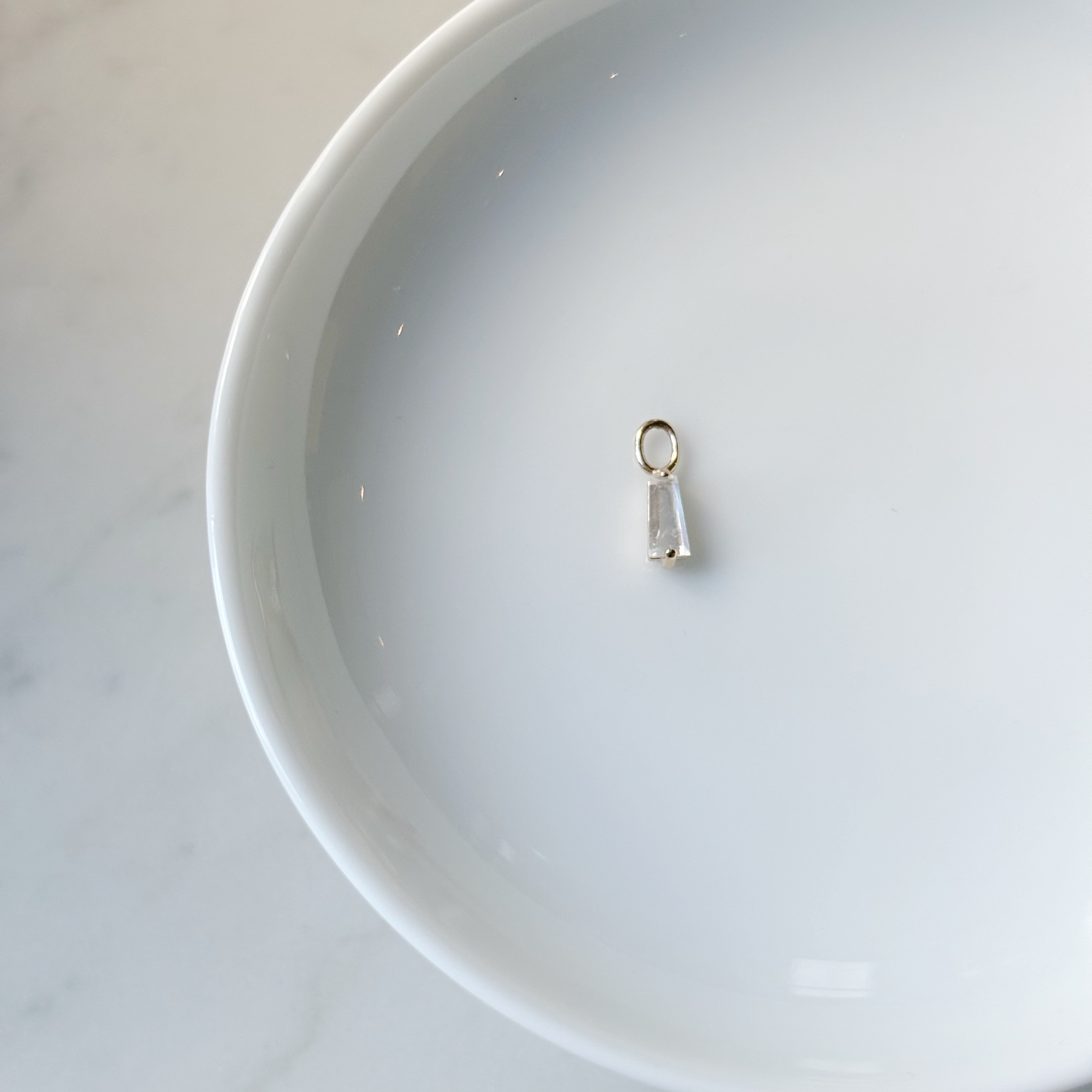 14K梯形切割月光石耳墜