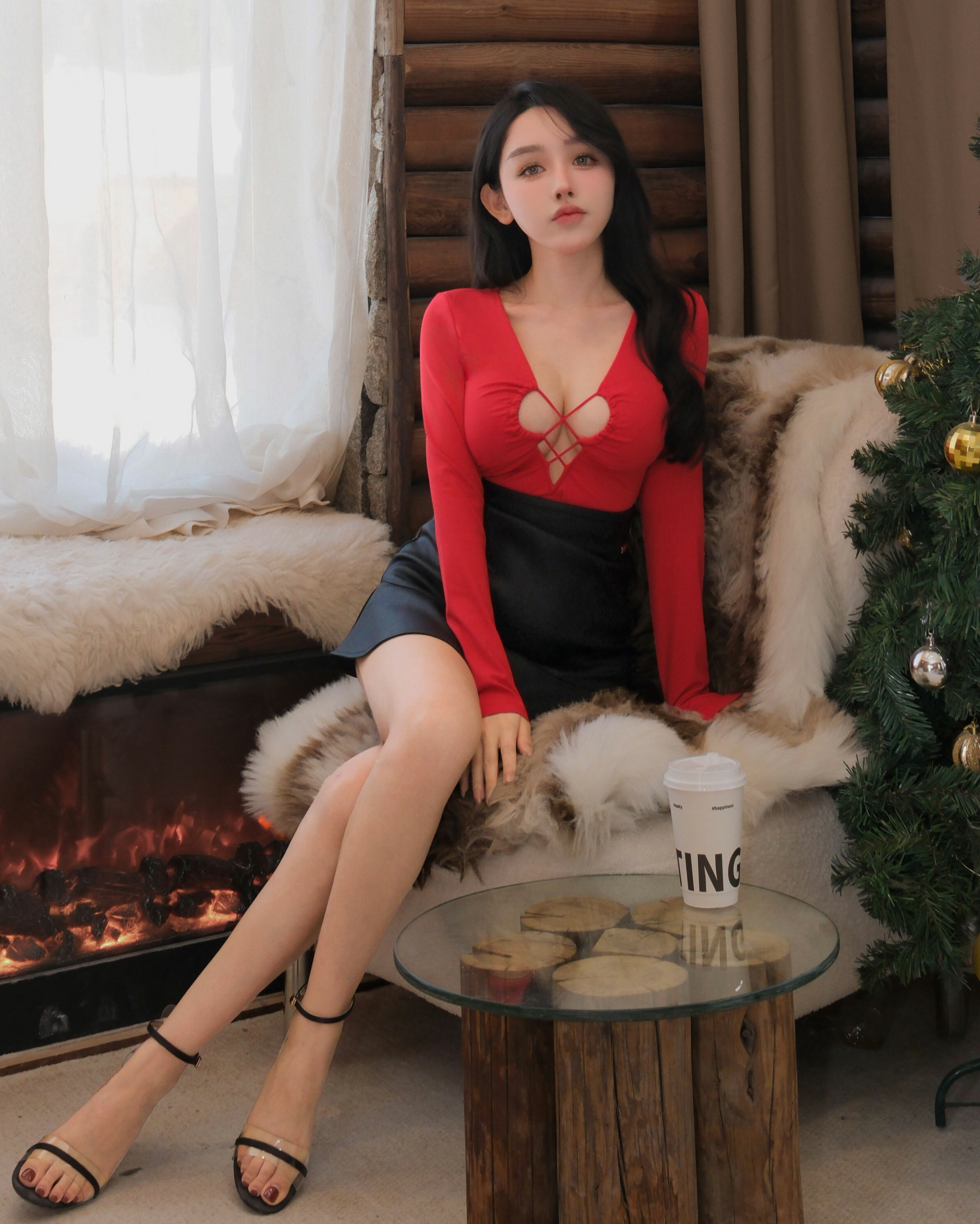 ⭒限量-性感穿繩交叉鏤空長袖上衣