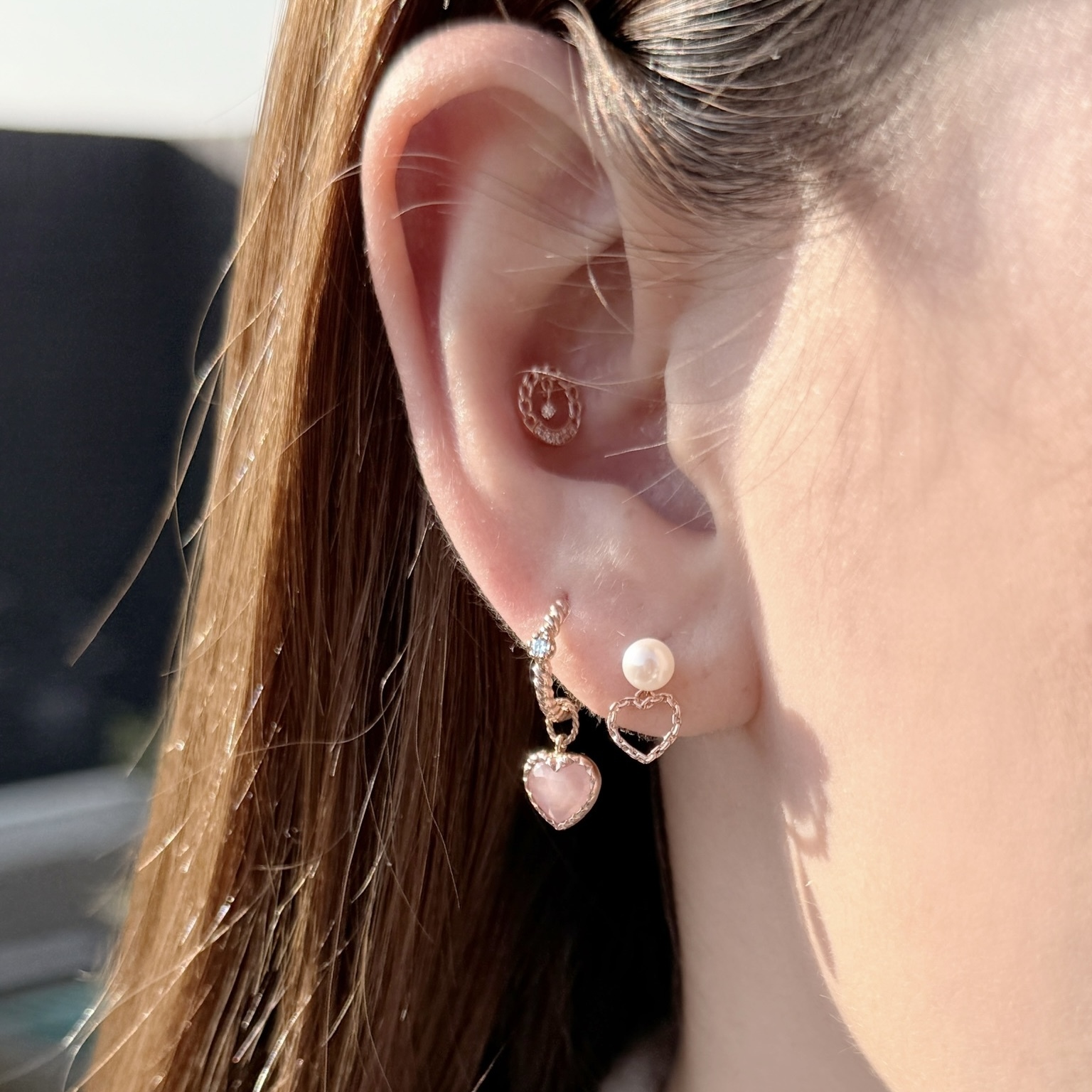 14K麻花迷你六爪真鑽耳圈