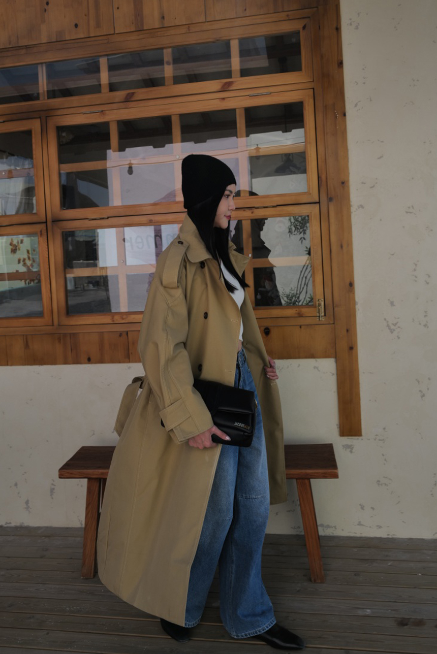 藍系綁帶牛仔落地褲