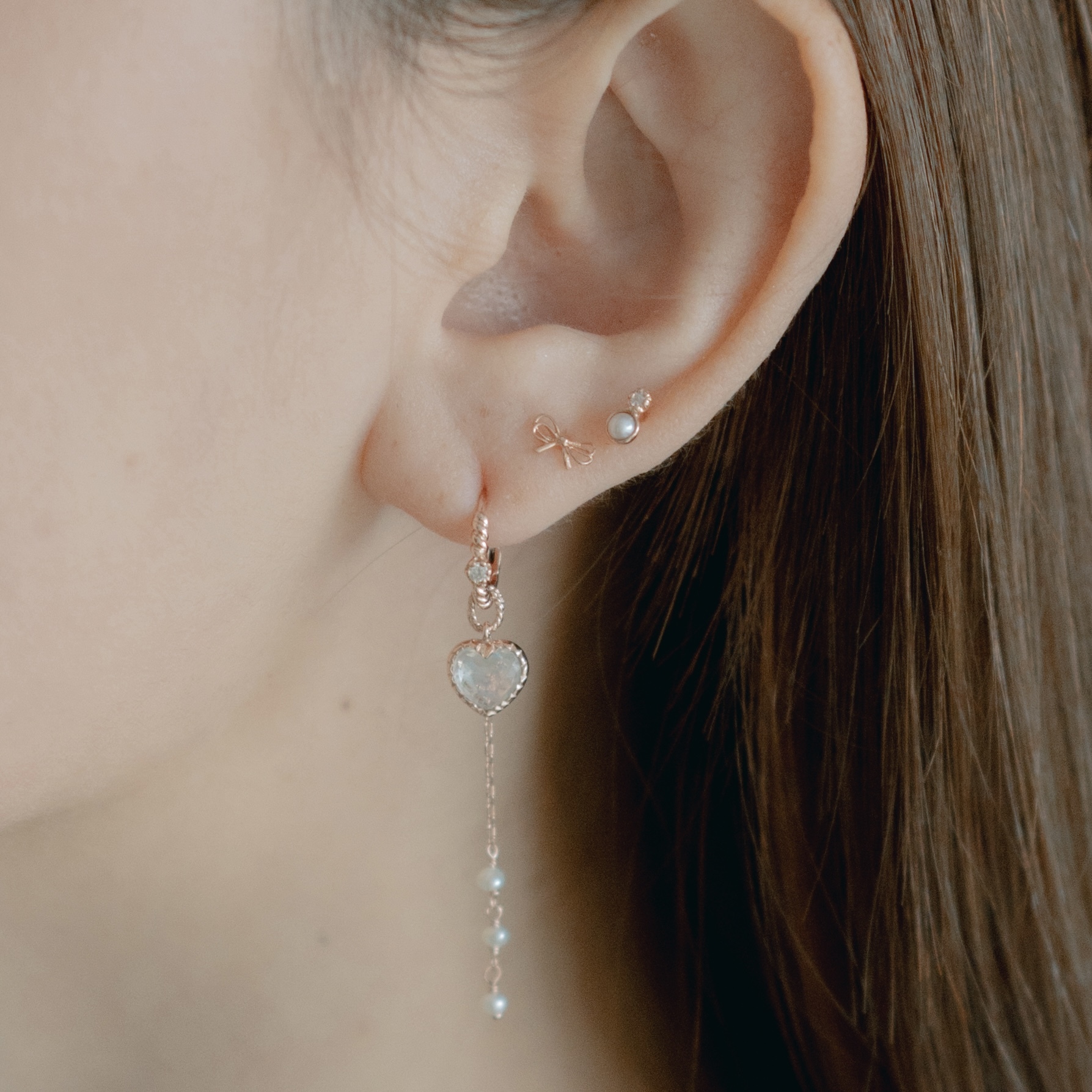 14K手工珍珠耳鏈墜