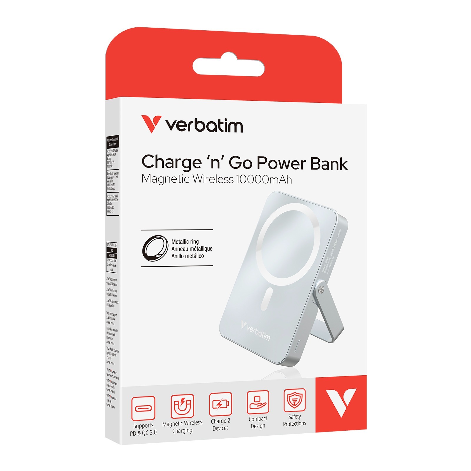 Verbatim Charge‘n’Go Power Bank Magnetic Wireless Charging 10000mAh Glass with Stand - 32264 / 32266 / 32267 / 32268