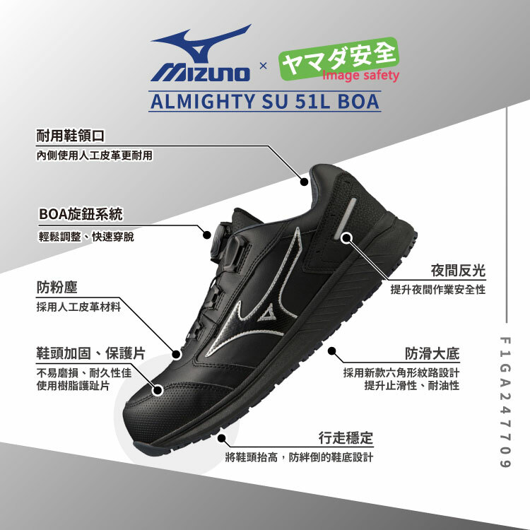 MIZUNO SU 51L BOA 美津濃防護鞋 F1GA247709
