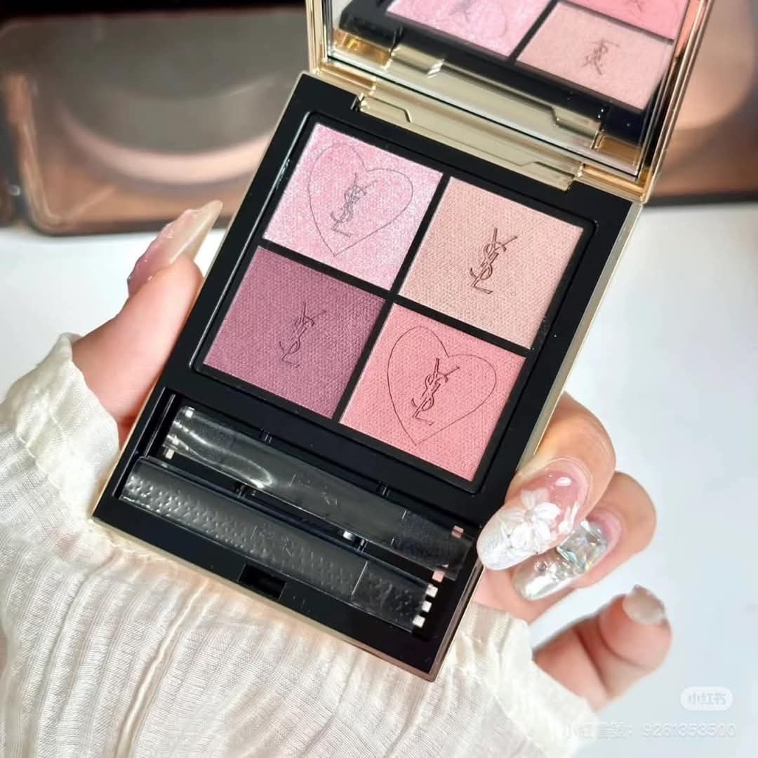 YSL時尚4色眼影盤 藍粉漸變皮革款 4g